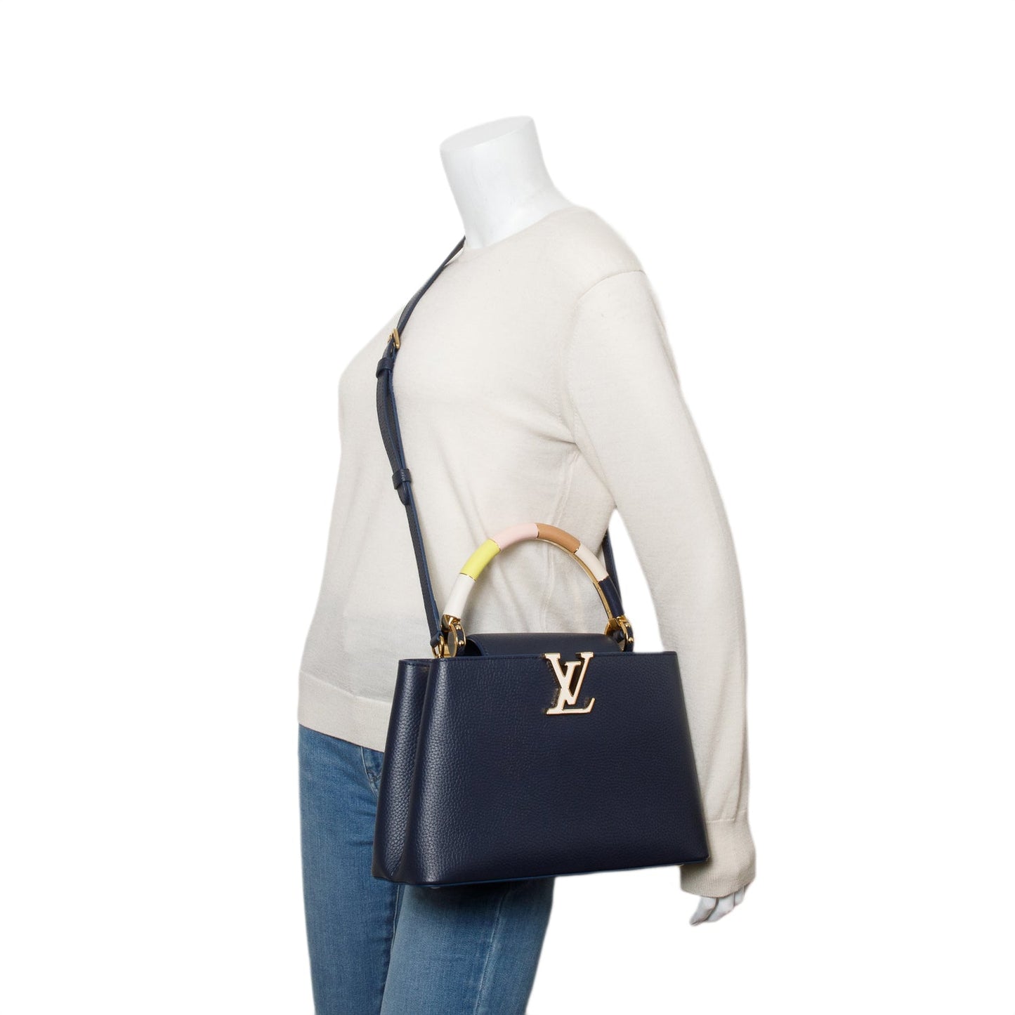 Louis Vuitton Navy Taurillon Capucines MM