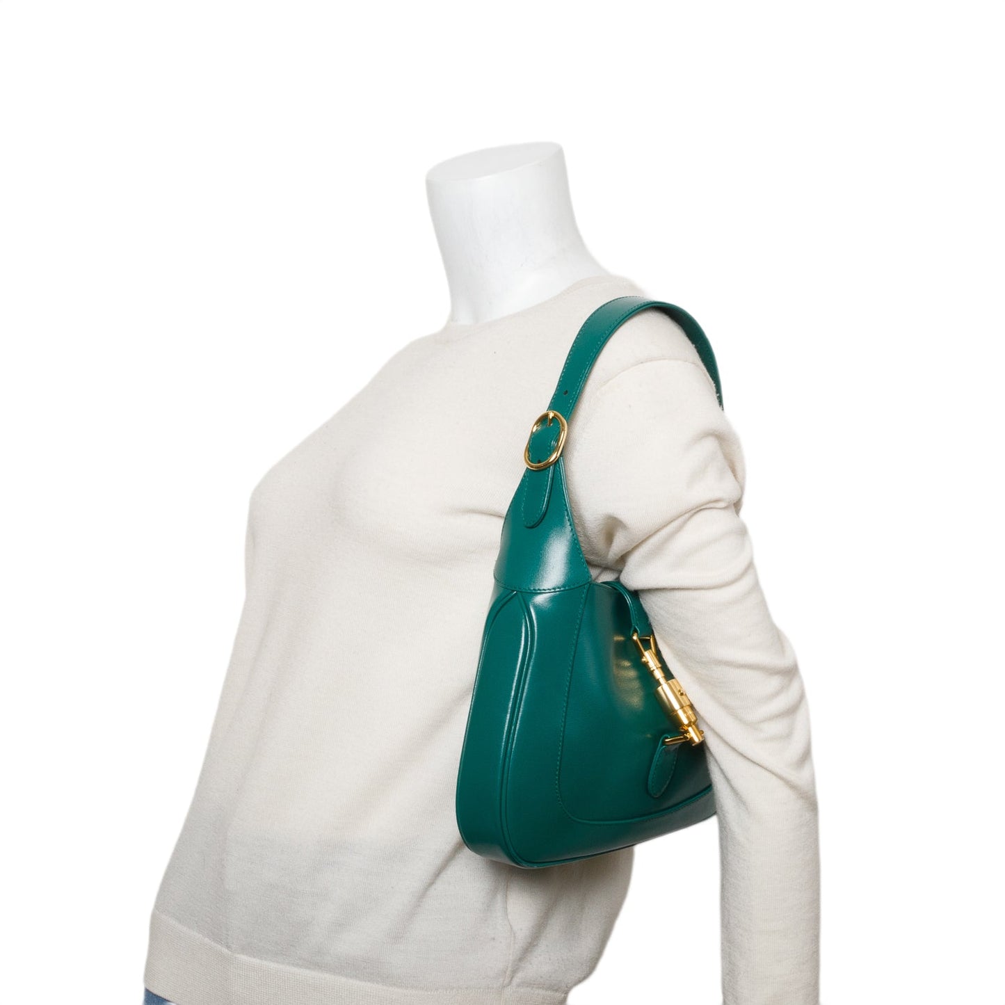 Gucci Green Ancora Leather Medium Jackie 1961 Hobo Bag