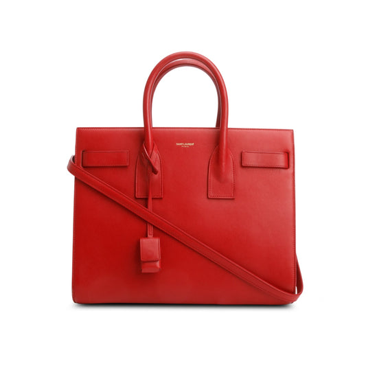 Saint Laurent Red Calfskin Leather Small Sac de Jour