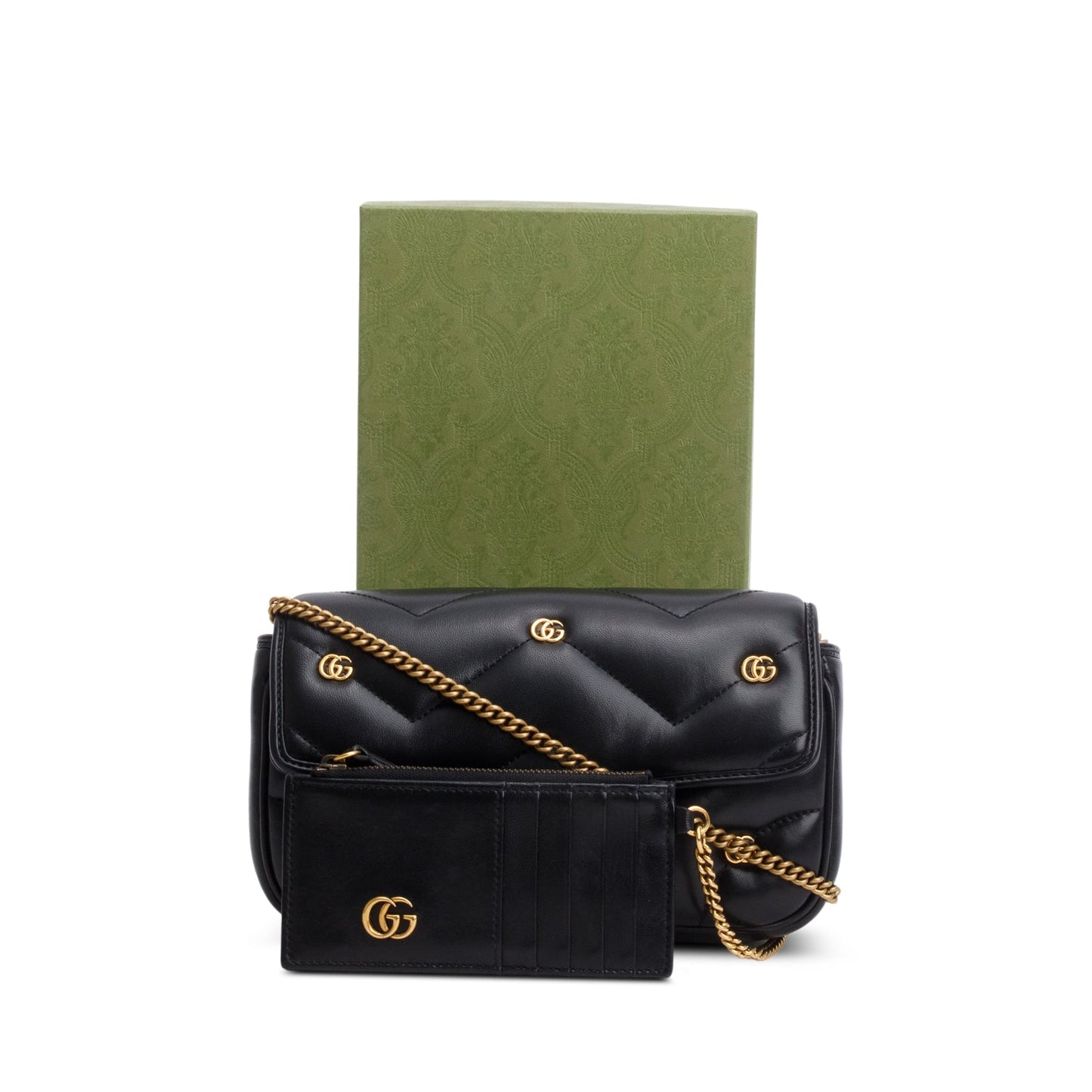 Gucci Black Calfskin Matelasse GG Marmont Shoulder Bag