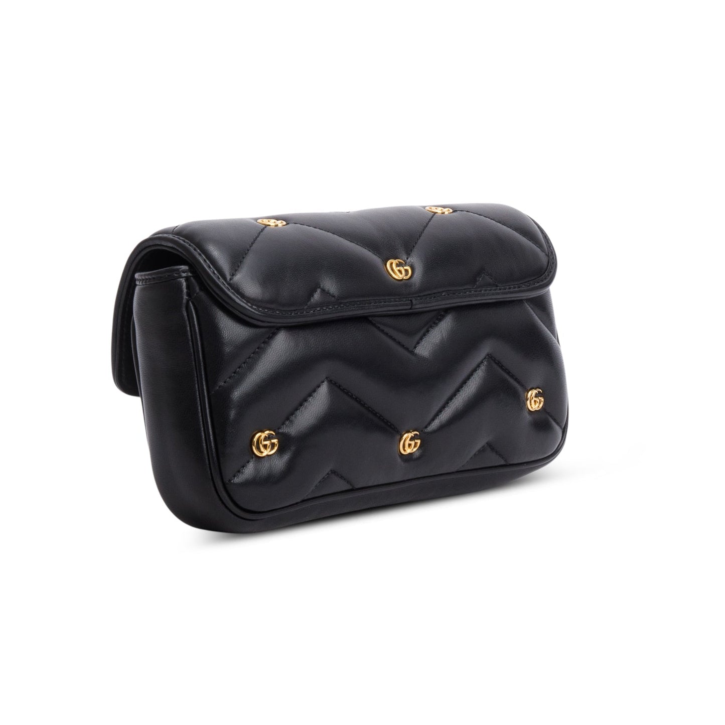 Gucci Black Calfskin Matelasse GG Marmont Shoulder Bag