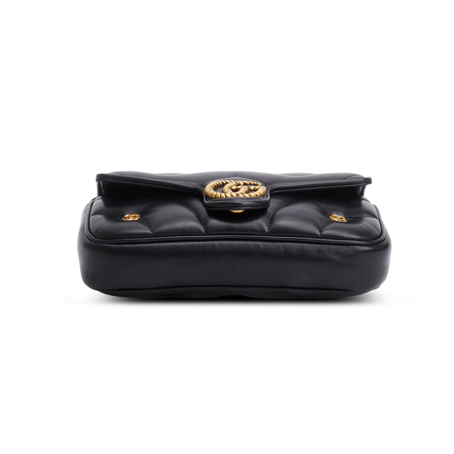 Gucci Black Calfskin Matelasse GG Marmont Shoulder Bag