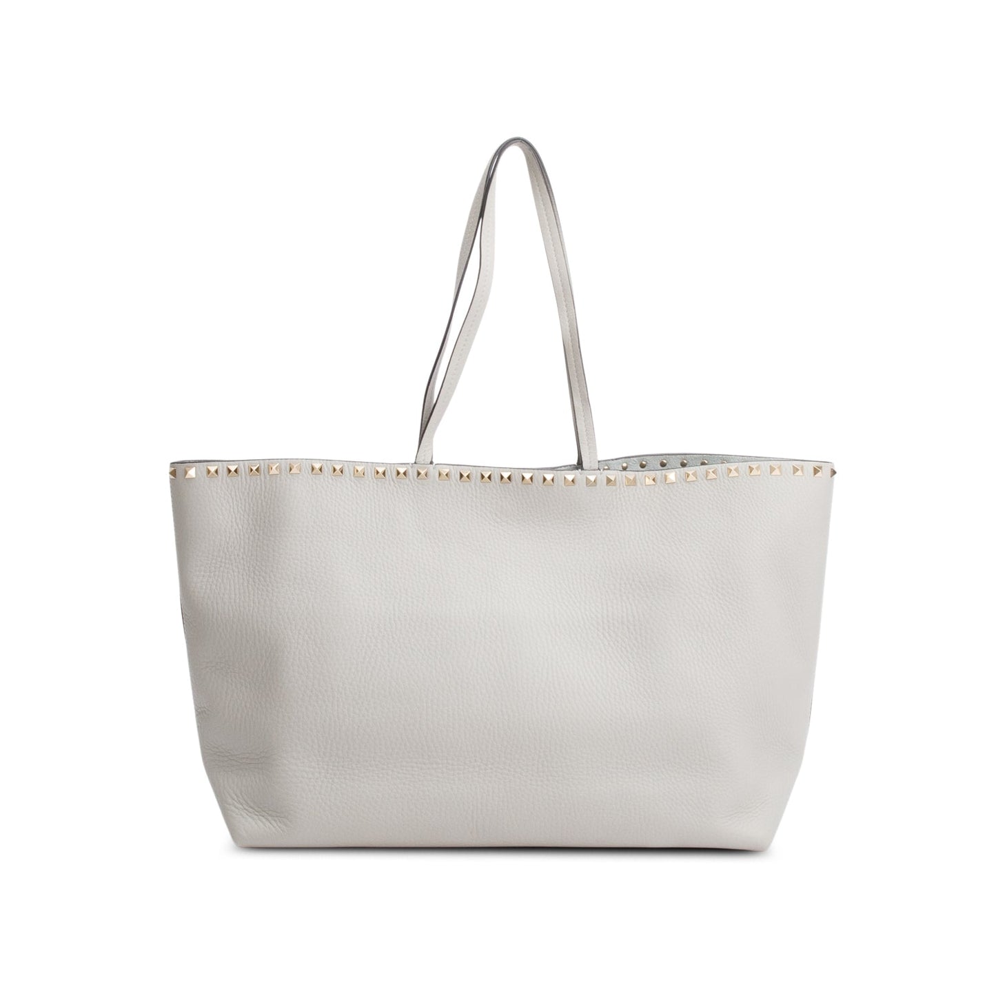 Valentino Grey Grained Calfskin Large Rockstud Tote