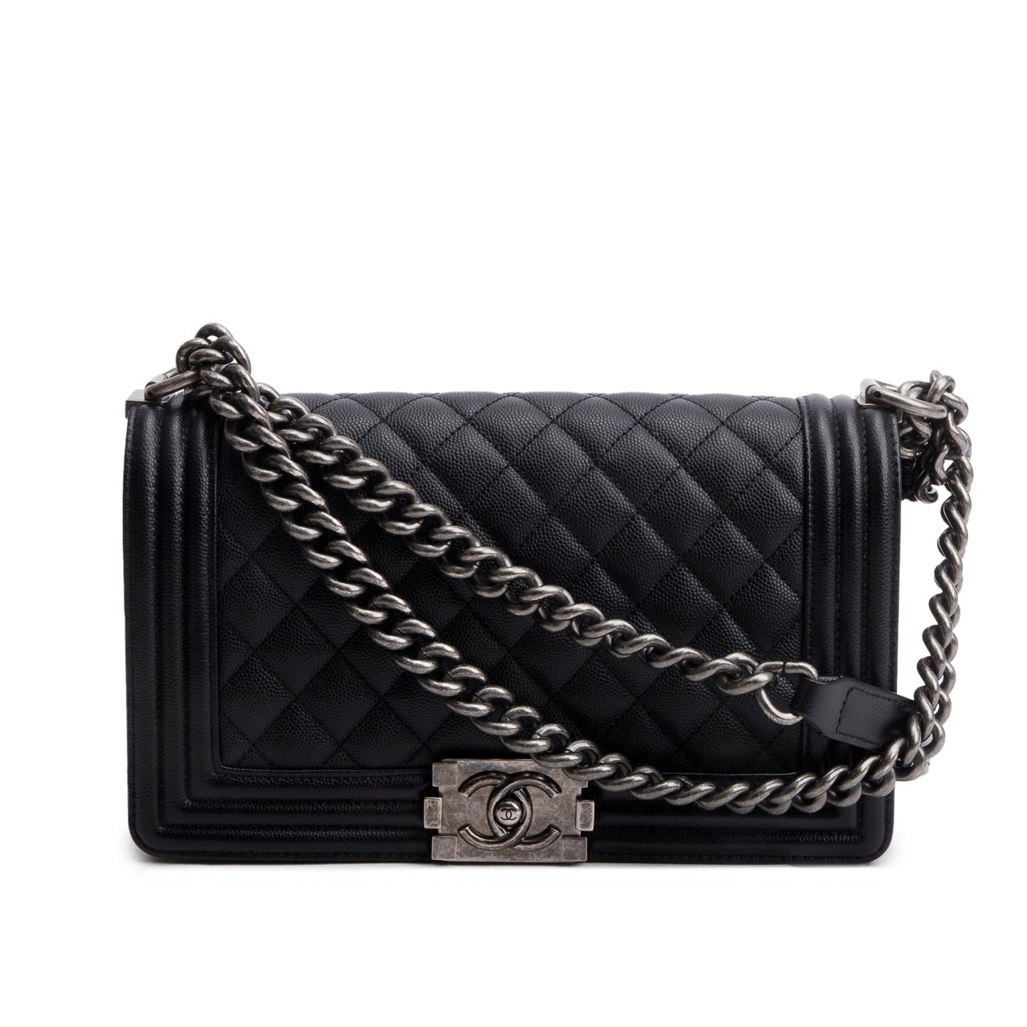 Chanel 2023 Black Caviar Quilted Medium Boy Flap Bag