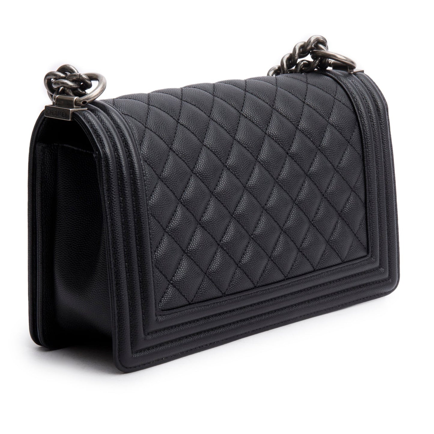 Chanel 2023 Black Caviar Quilted Medium Boy Flap Bag