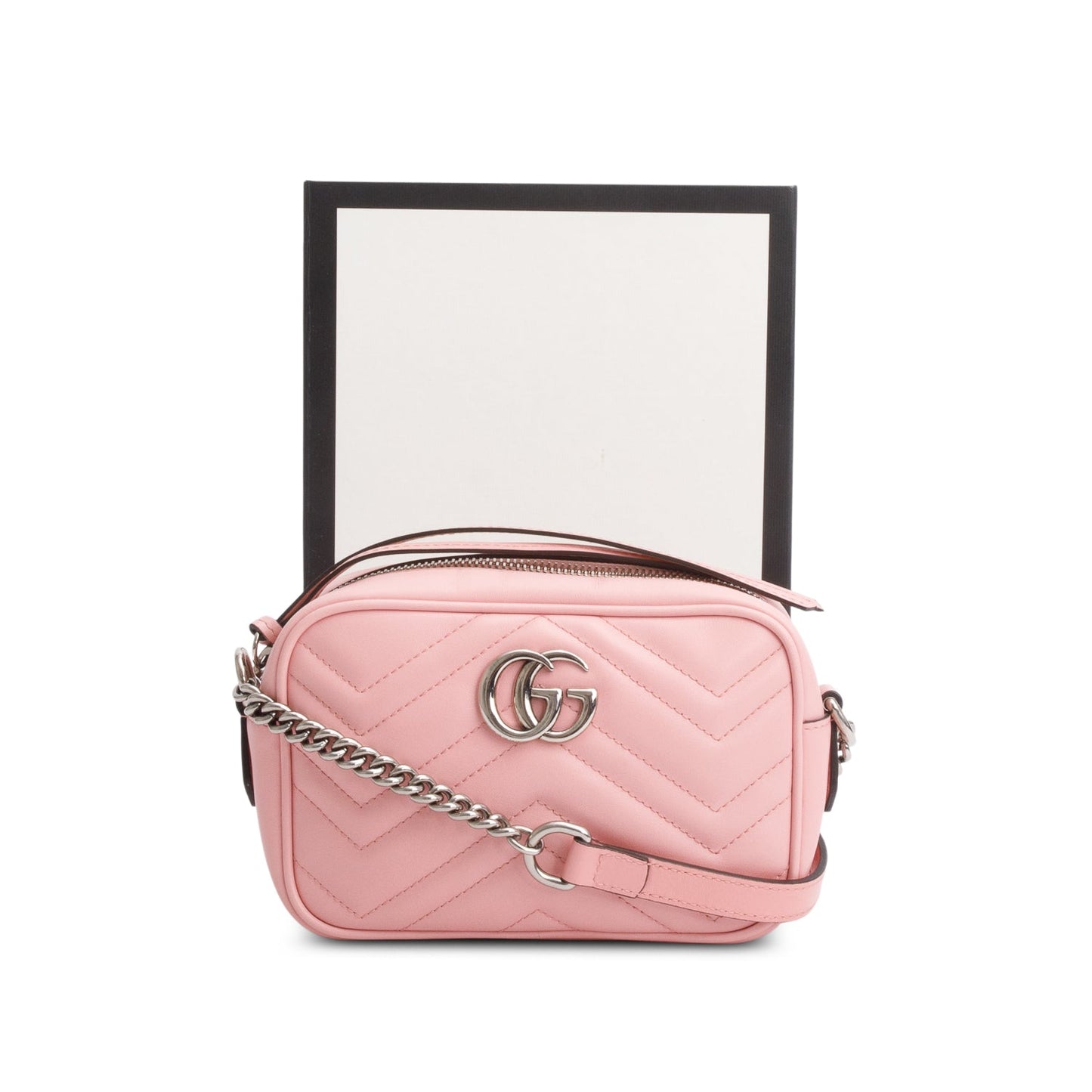 Gucci Pink Calfskin Matelasse Mini GG Marmont Camera Bag