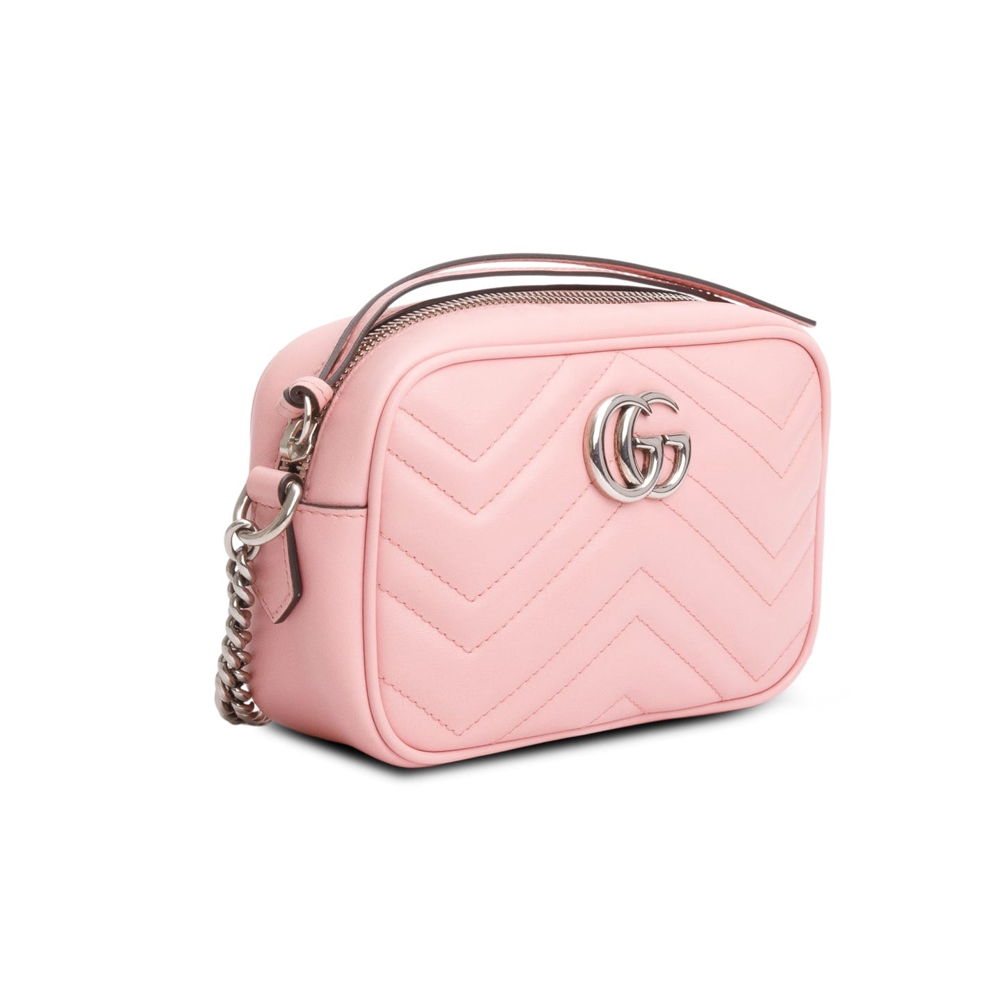 Gucci Pink Calfskin Matelasse Mini GG Marmont Camera Bag