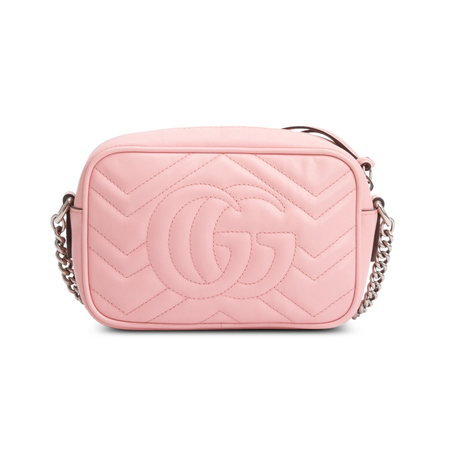 Gucci Pink Calfskin Matelasse Mini GG Marmont Camera Bag