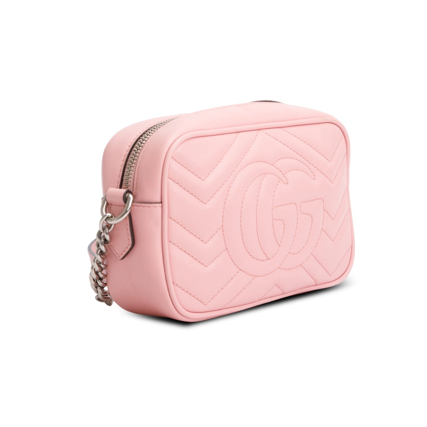 Gucci Pink Calfskin Matelasse Mini GG Marmont Camera Bag