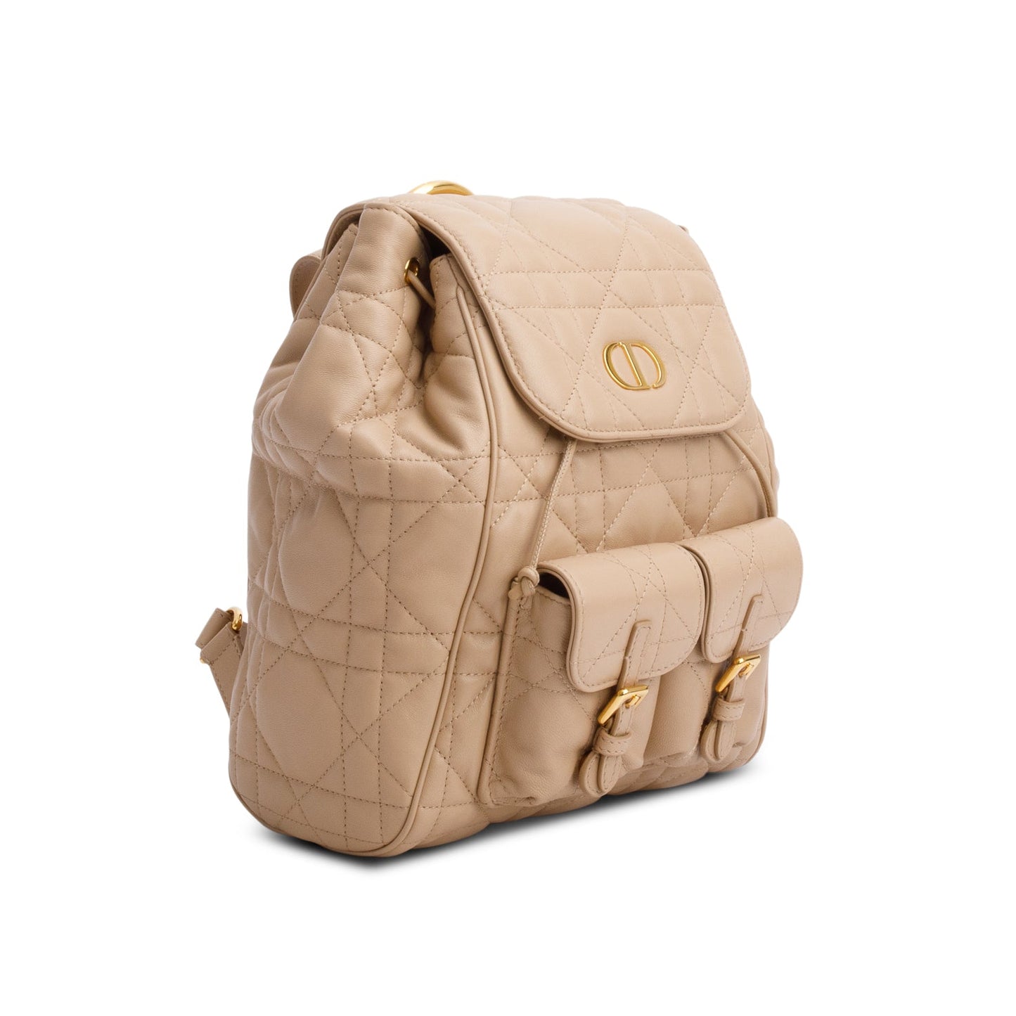Chrisitan Dior 2024 Beige Lambskin Macrocannage Medium Caro Backpack
