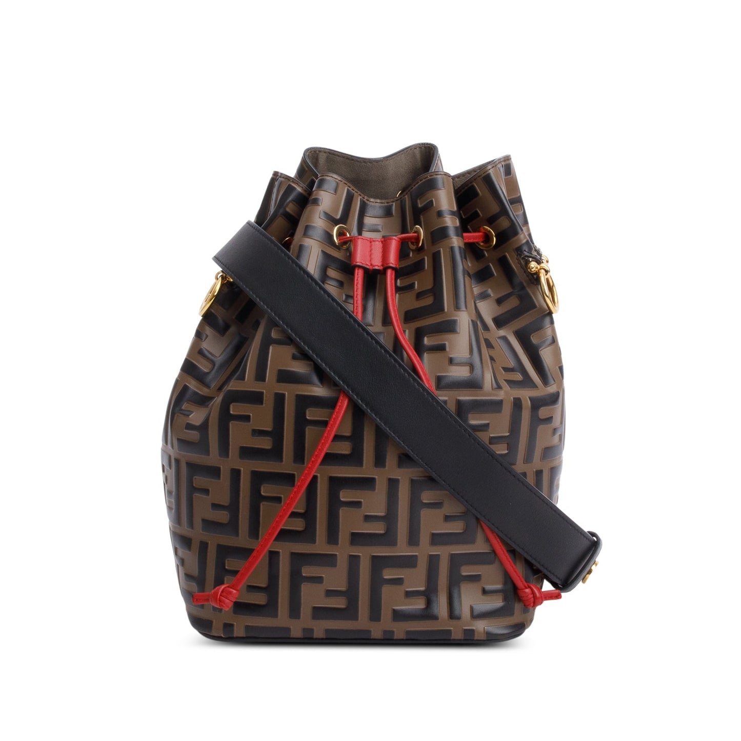 Fendi Brown Vitello Liberty FF 1974 Embossed Small Mon Tresor Bucket Bag