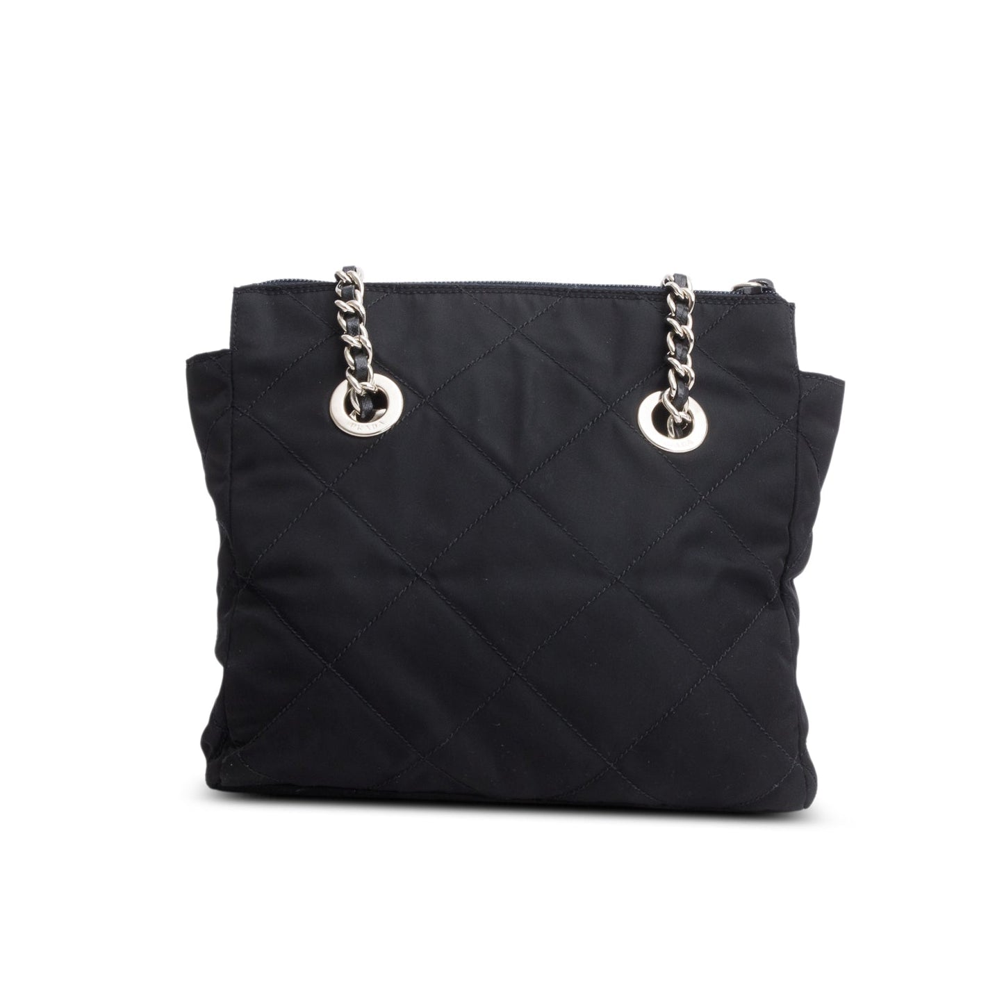 Prada Black Tessuto Nylon Quilted Chain Tote