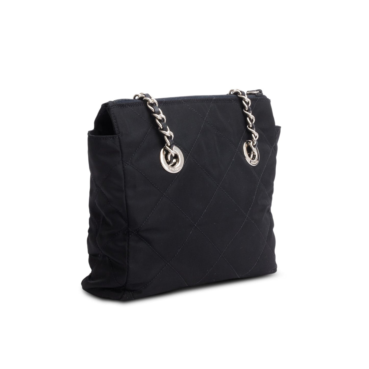 Prada Black Tessuto Nylon Quilted Chain Tote