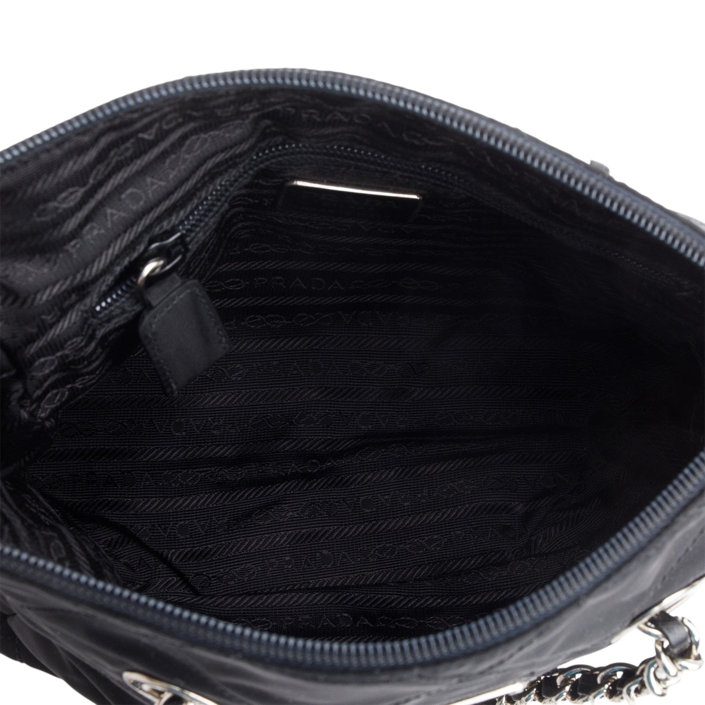 Prada Black Tessuto Nylon Quilted Chain Tote