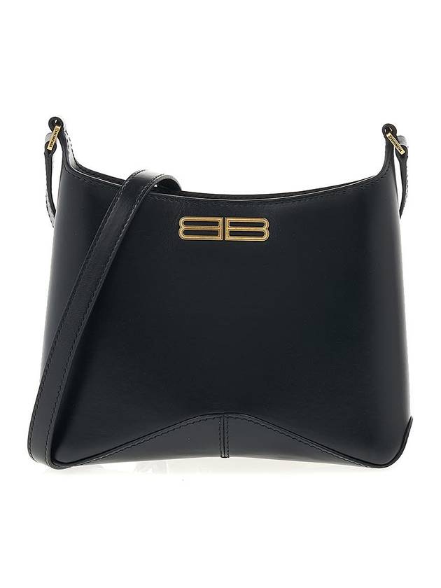 Luxury Balenciaga Trending 2025 Double B Logo Hobo Shoulder Bag Black