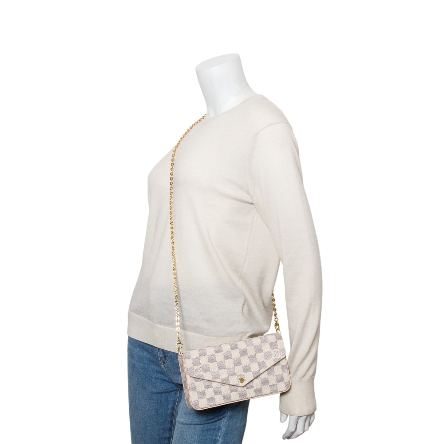Louis Vuitton Damier Azur Pochette Felicie Chain Wallet