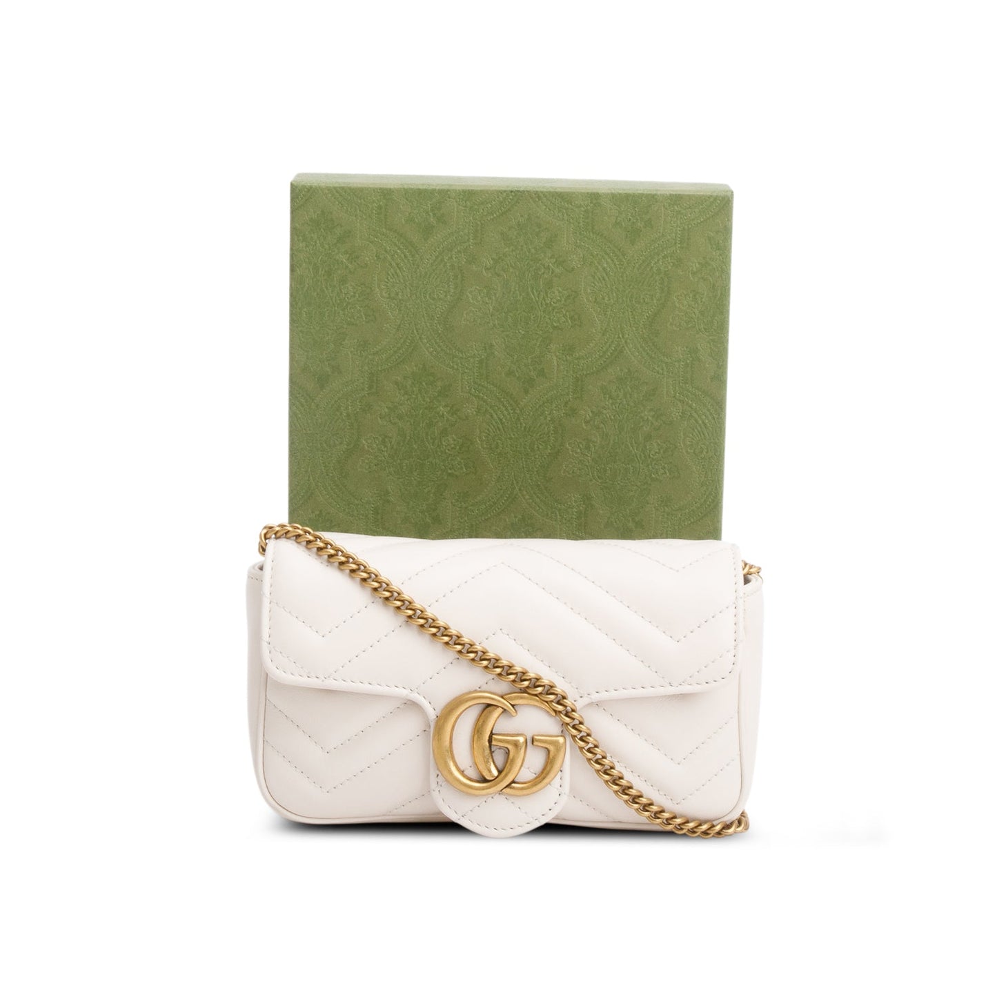 Gucci White GG Marmont Matelasse Leather Mini Shoulder Bag