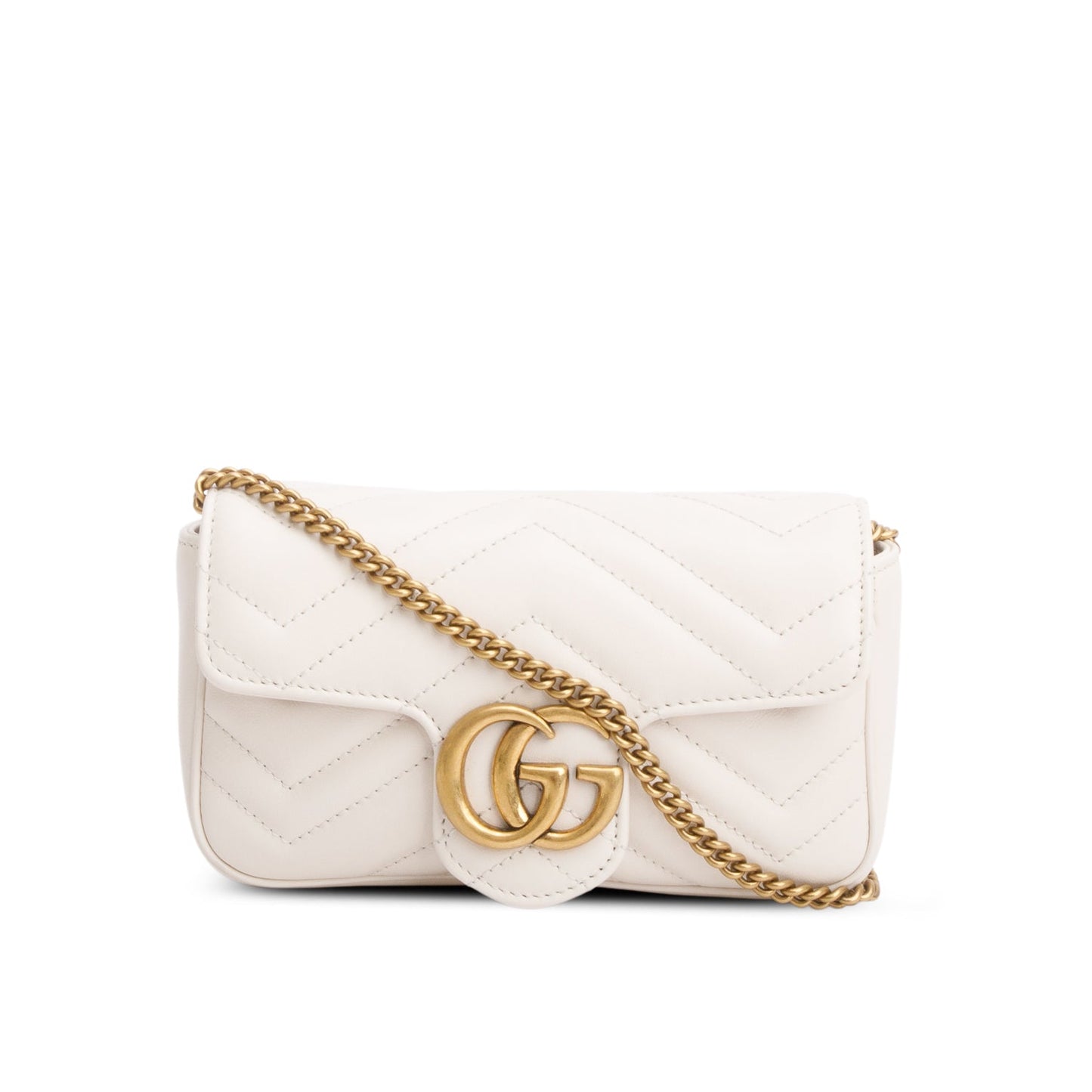 Gucci White GG Marmont Matelasse Leather Mini Shoulder Bag