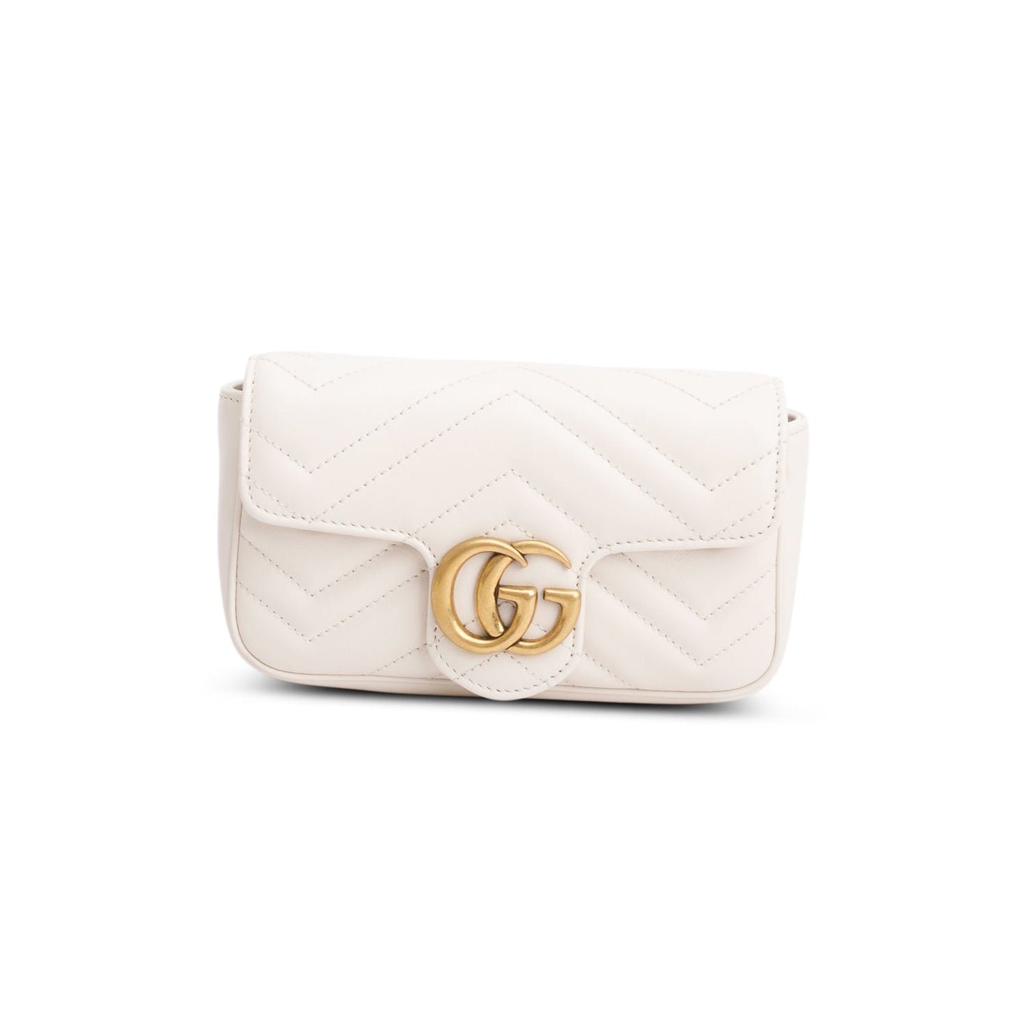 Gucci White GG Marmont Matelasse Leather Mini Shoulder Bag