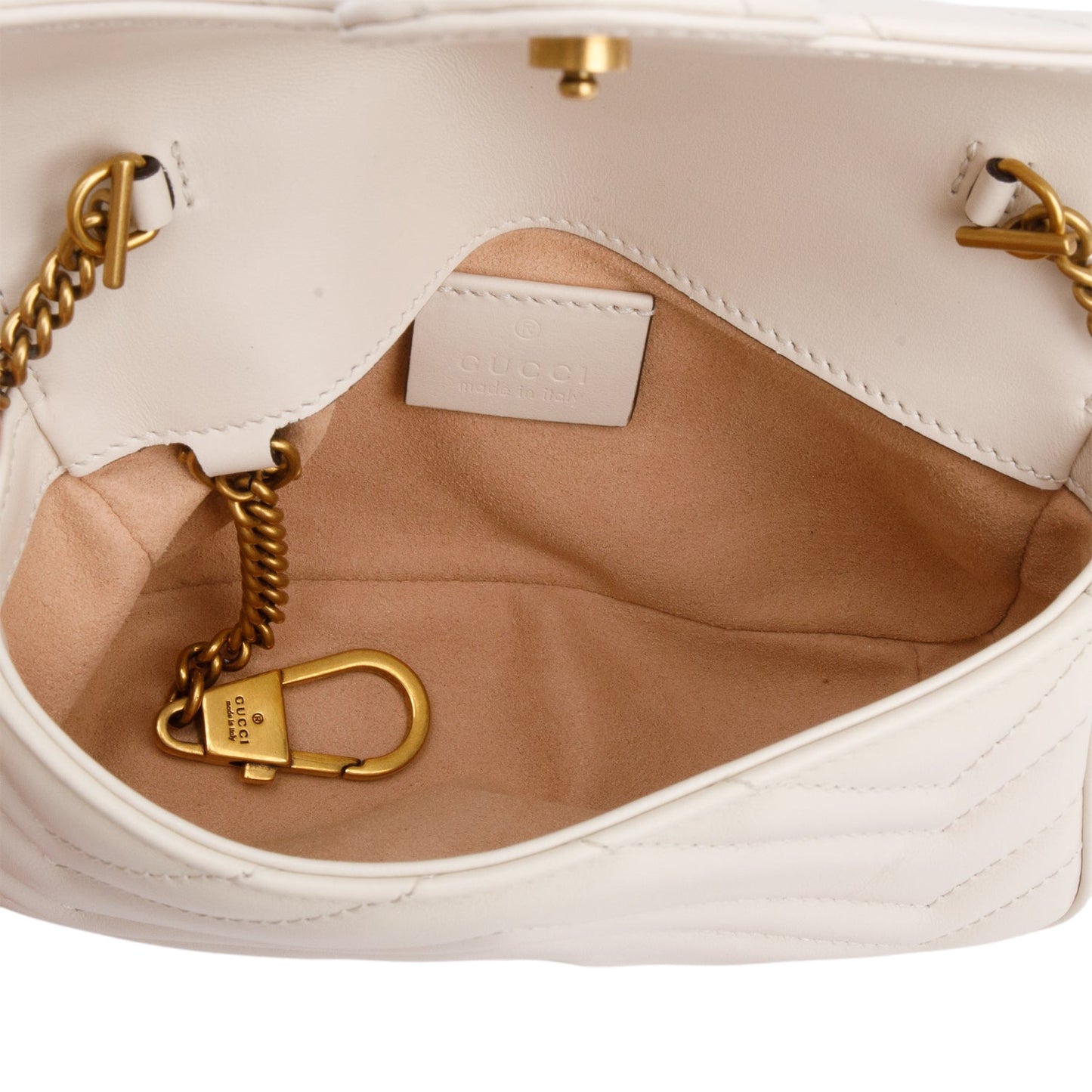 Gucci White GG Marmont Matelasse Leather Mini Shoulder Bag