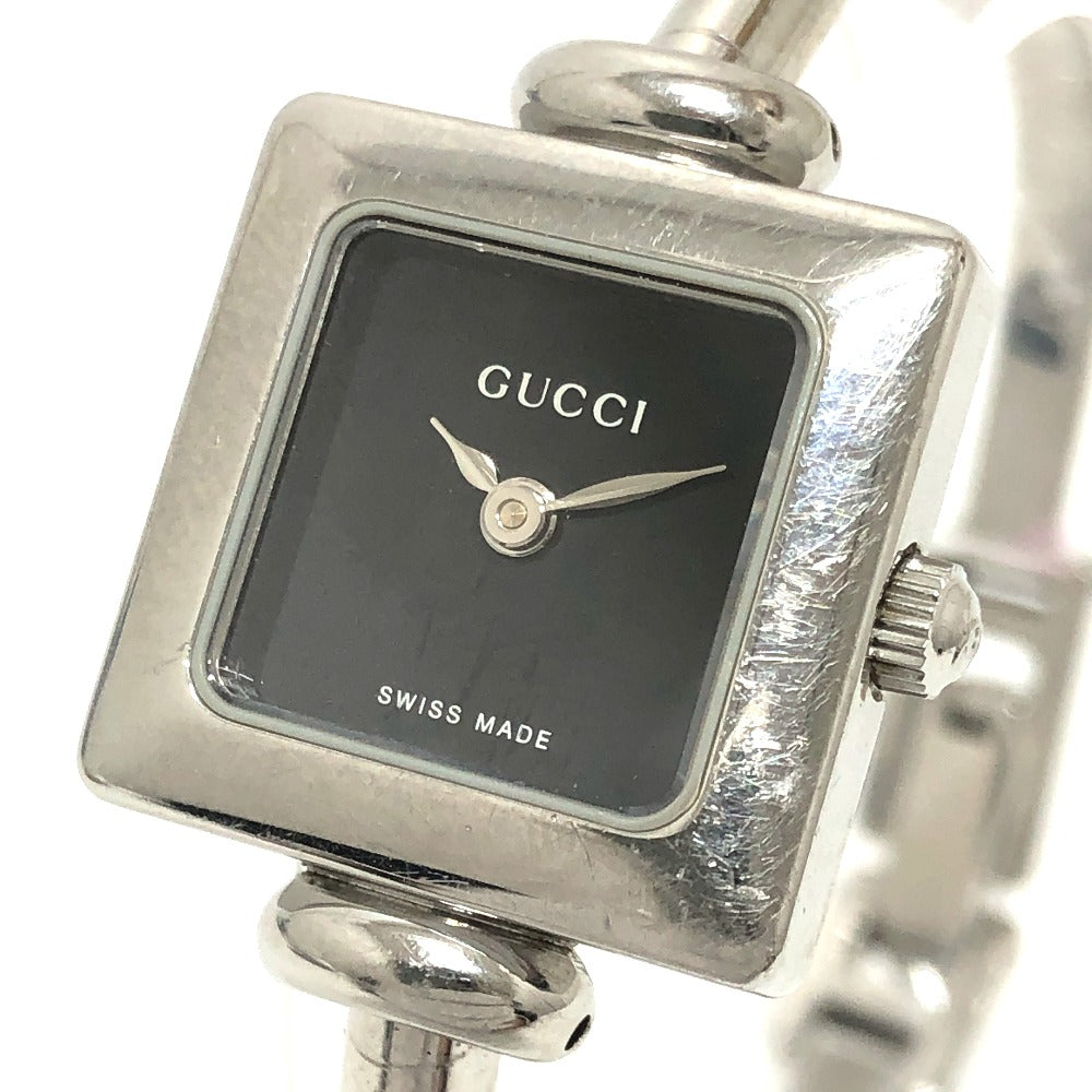 GUCCI Watches Quartz Stainless Steel Silver 1900L Bungle Square black dial