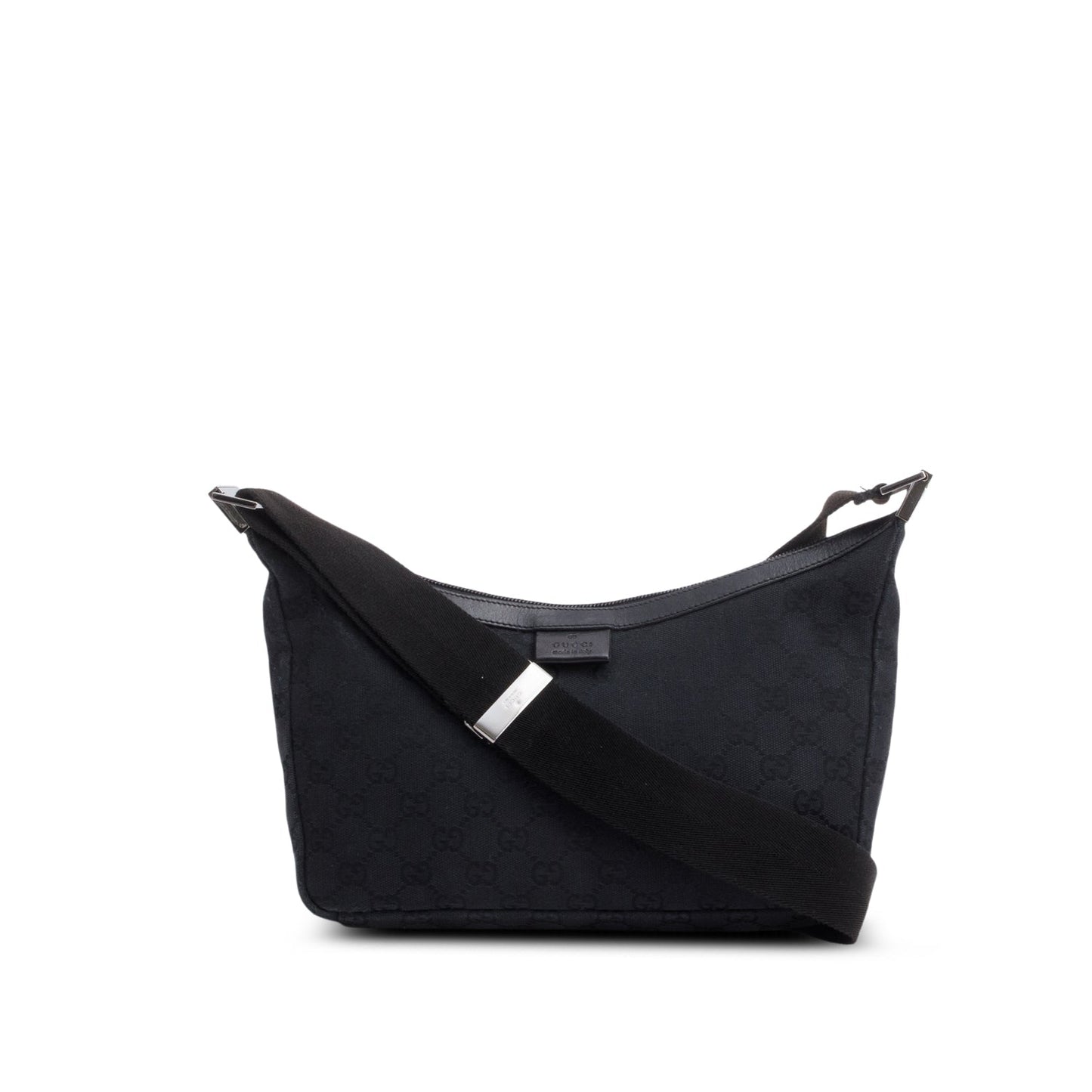 Gucci Black Monogram Medium Half Hobo Bag
