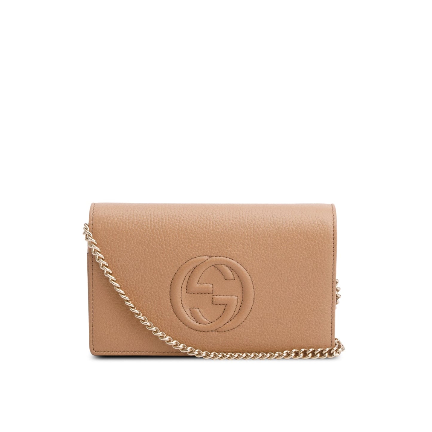 Gucci Brown Pebbled Calfskin Soho Wallet on Chain