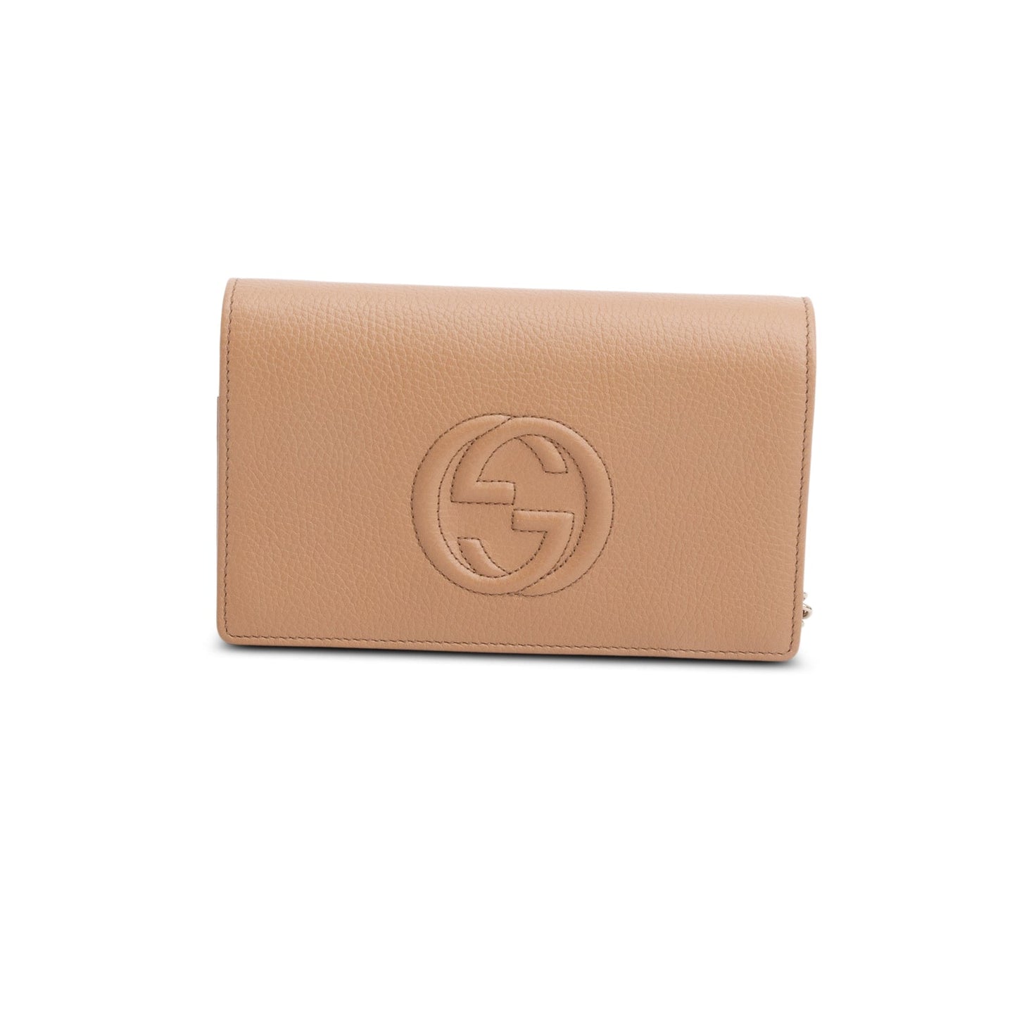Gucci Brown Pebbled Calfskin Soho Wallet on Chain
