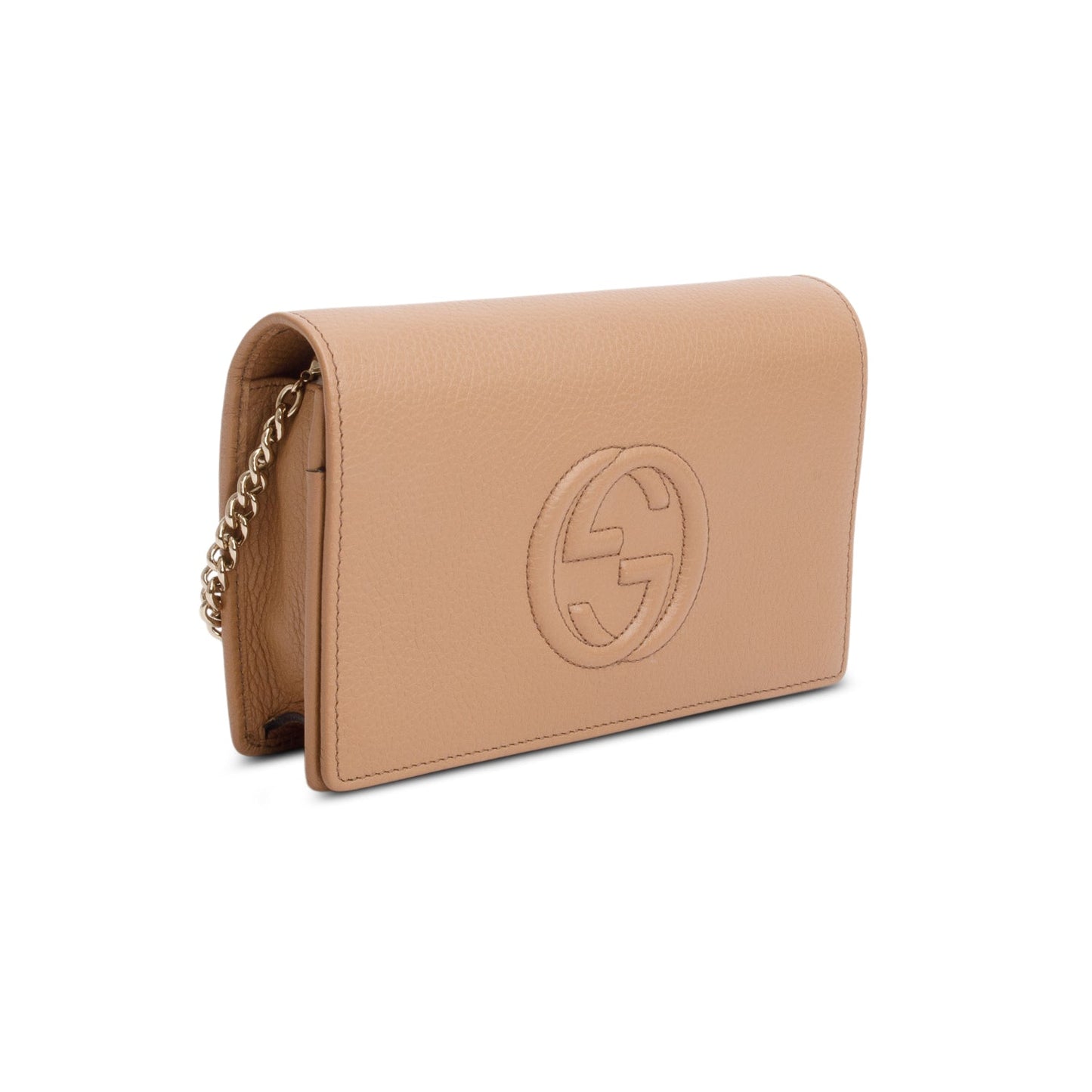 Gucci Brown Pebbled Calfskin Soho Wallet on Chain