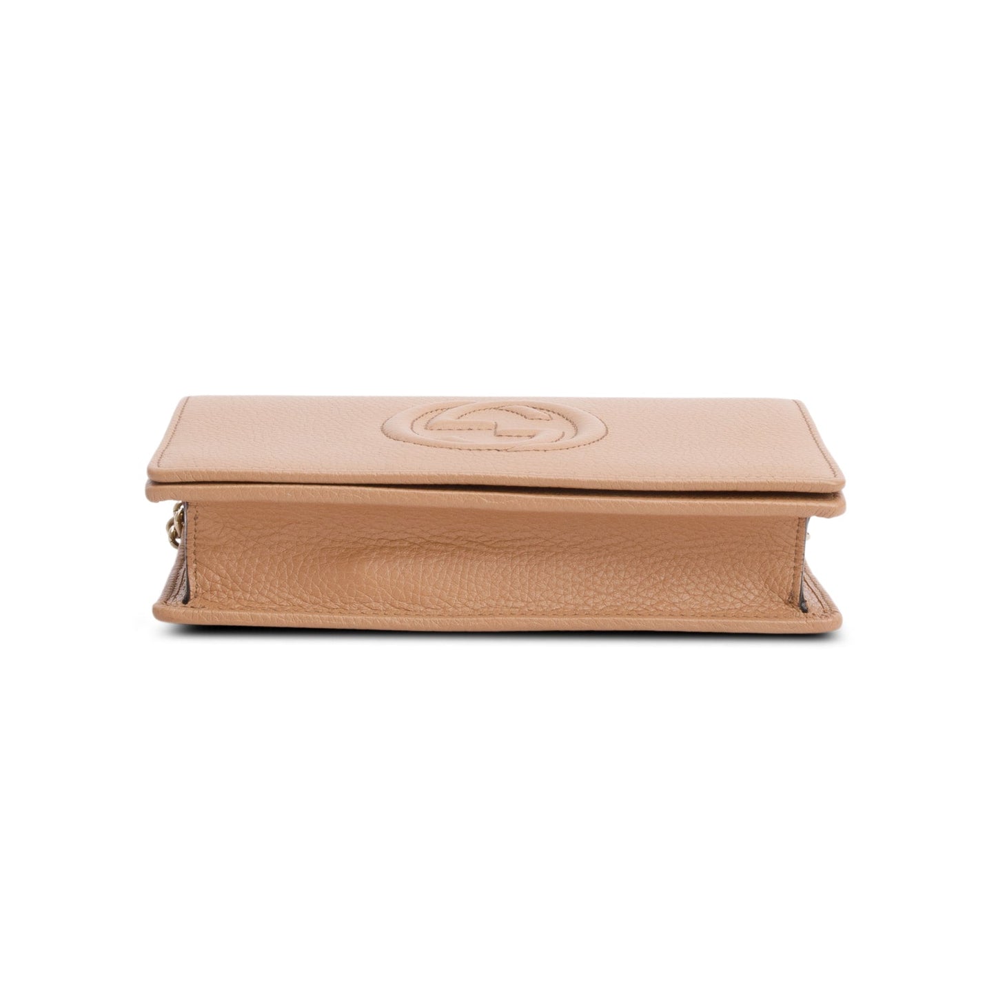 Gucci Brown Pebbled Calfskin Soho Wallet on Chain