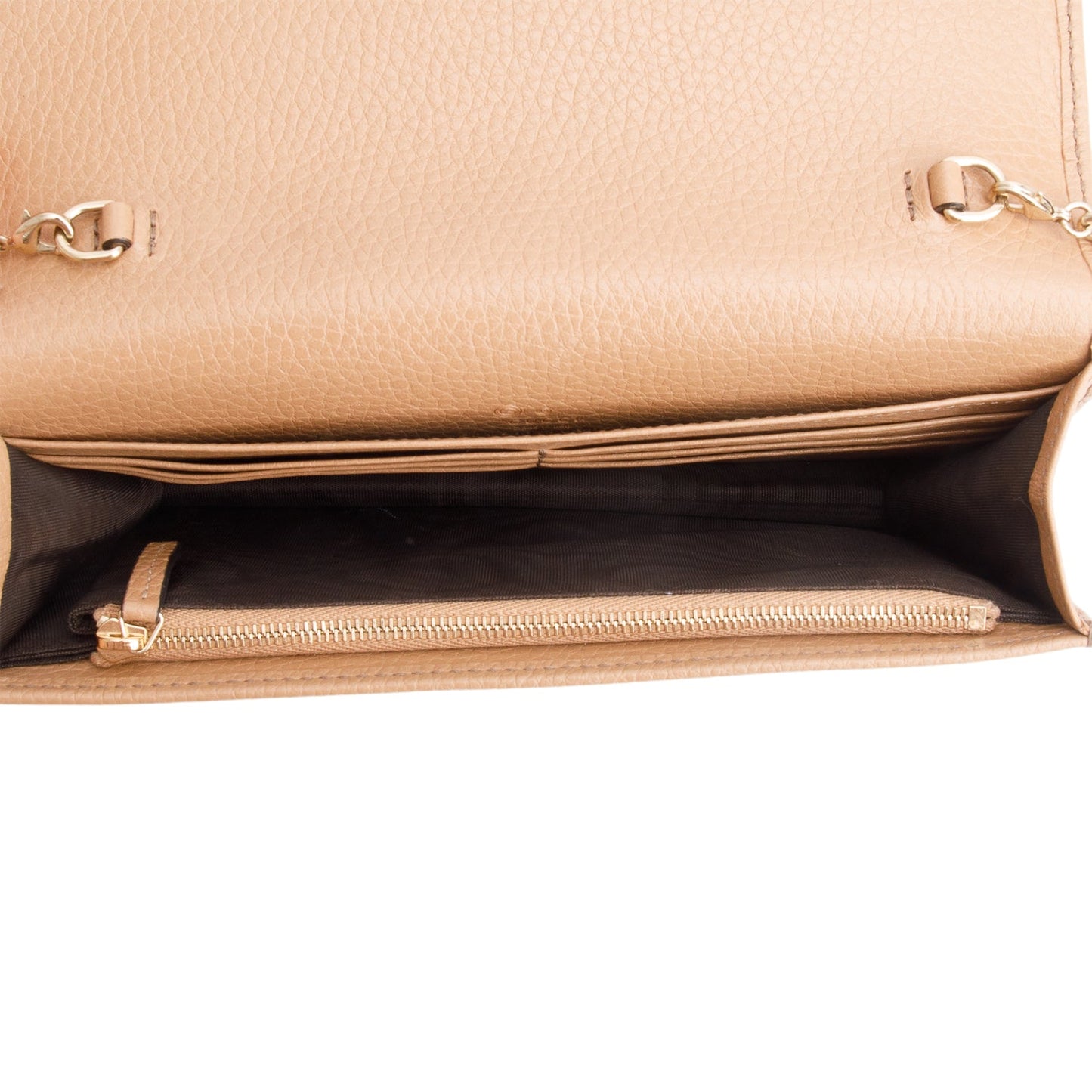 Gucci Brown Pebbled Calfskin Soho Wallet on Chain