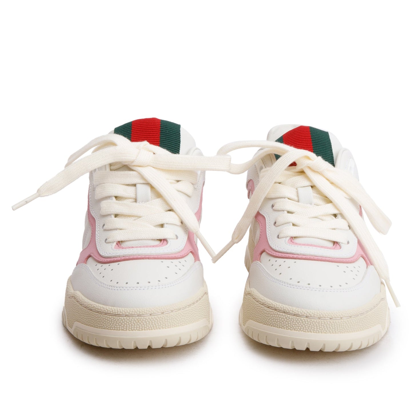 Gucci White Pink Leather Re-Web Sneakers, Size 35