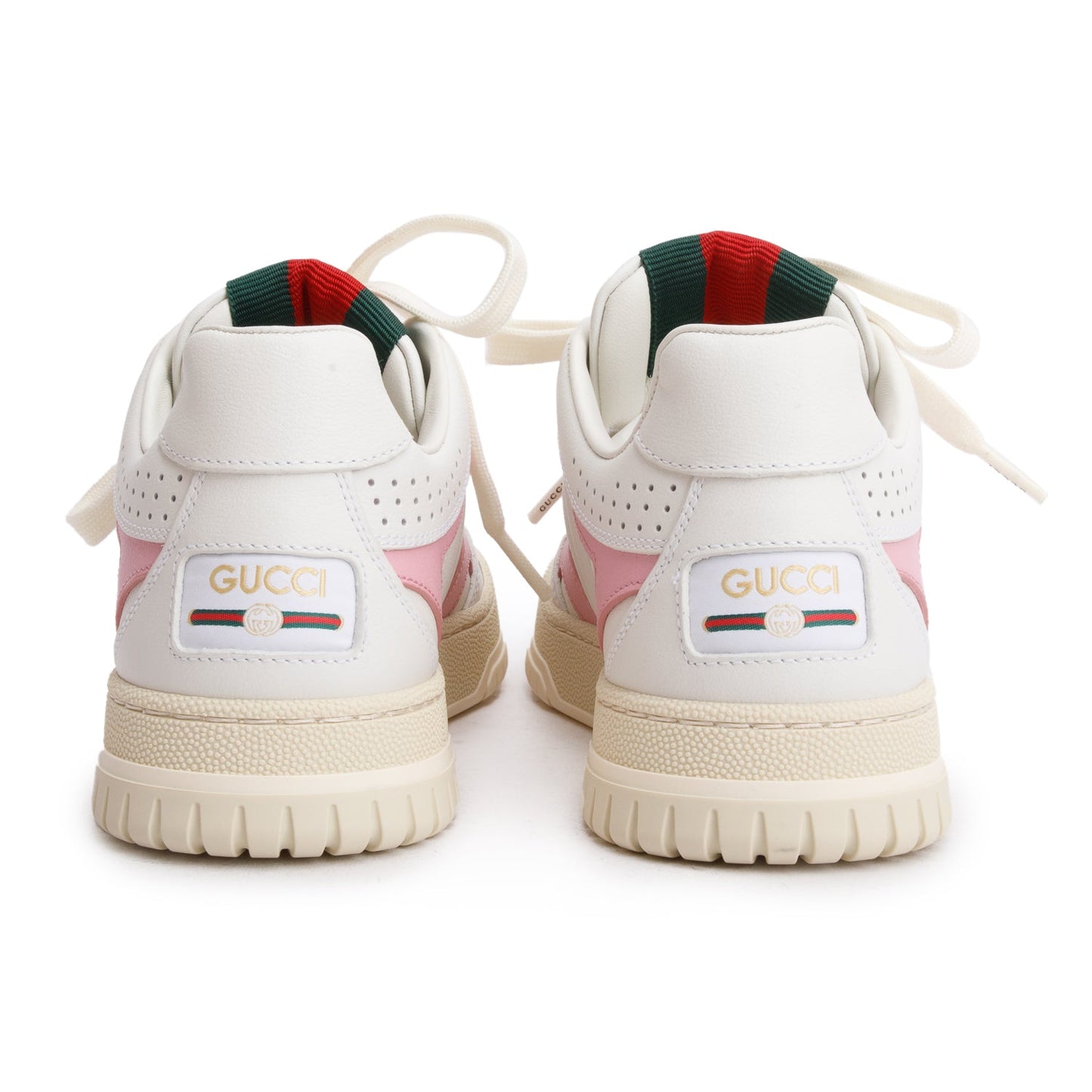 Gucci White Pink Leather Re-Web Sneakers, Size 35