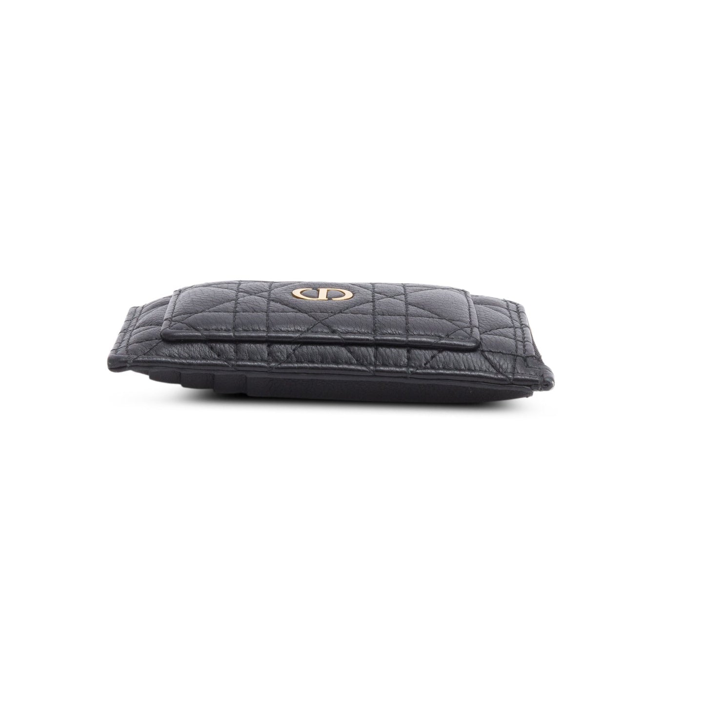 Christian Dior 2023 Black Supple Calfskin Cannage Lady Dior Cosmos Zipped Card Holder