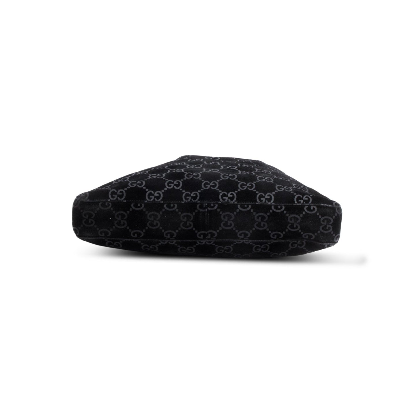 Gucci Black Suede GG Monogram Horsebit Shoulder Bag
