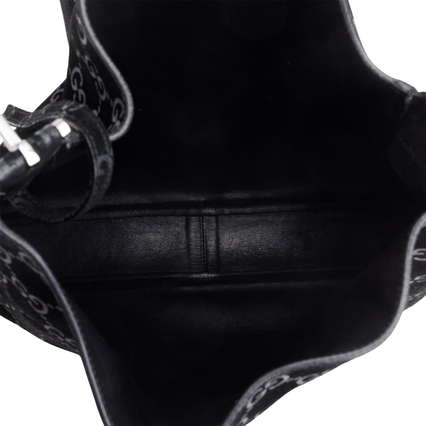 Gucci Black Suede GG Monogram Horsebit Shoulder Bag