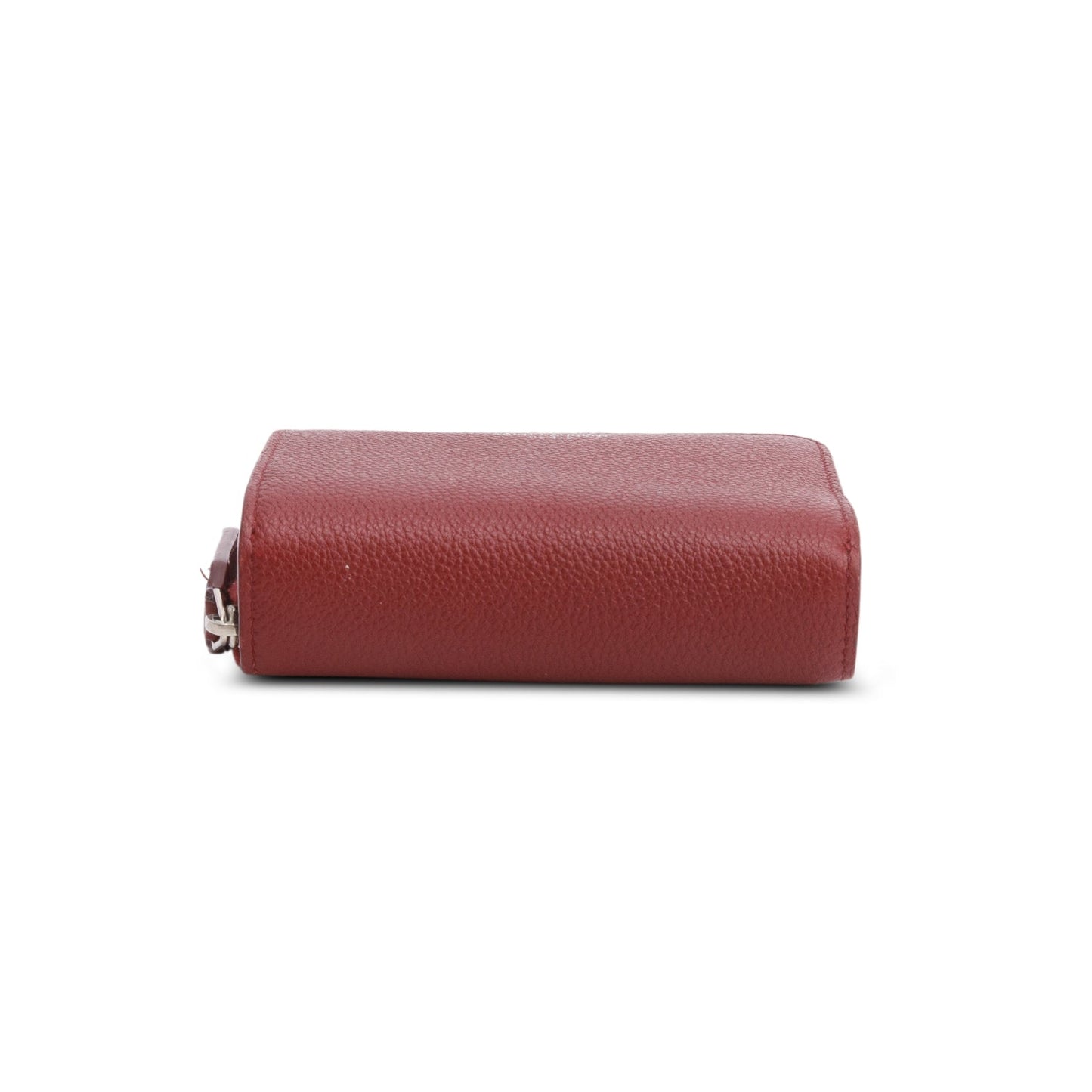 Saint Laurent Burgundy Grain de Poudre Paris Compact Zip Around Wallet