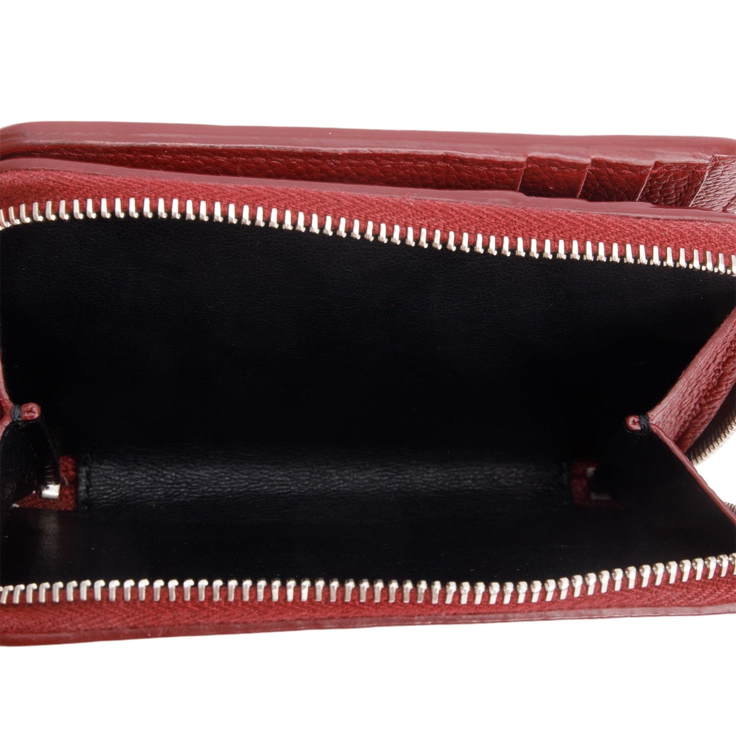 Saint Laurent Burgundy Grain de Poudre Paris Compact Zip Around Wallet