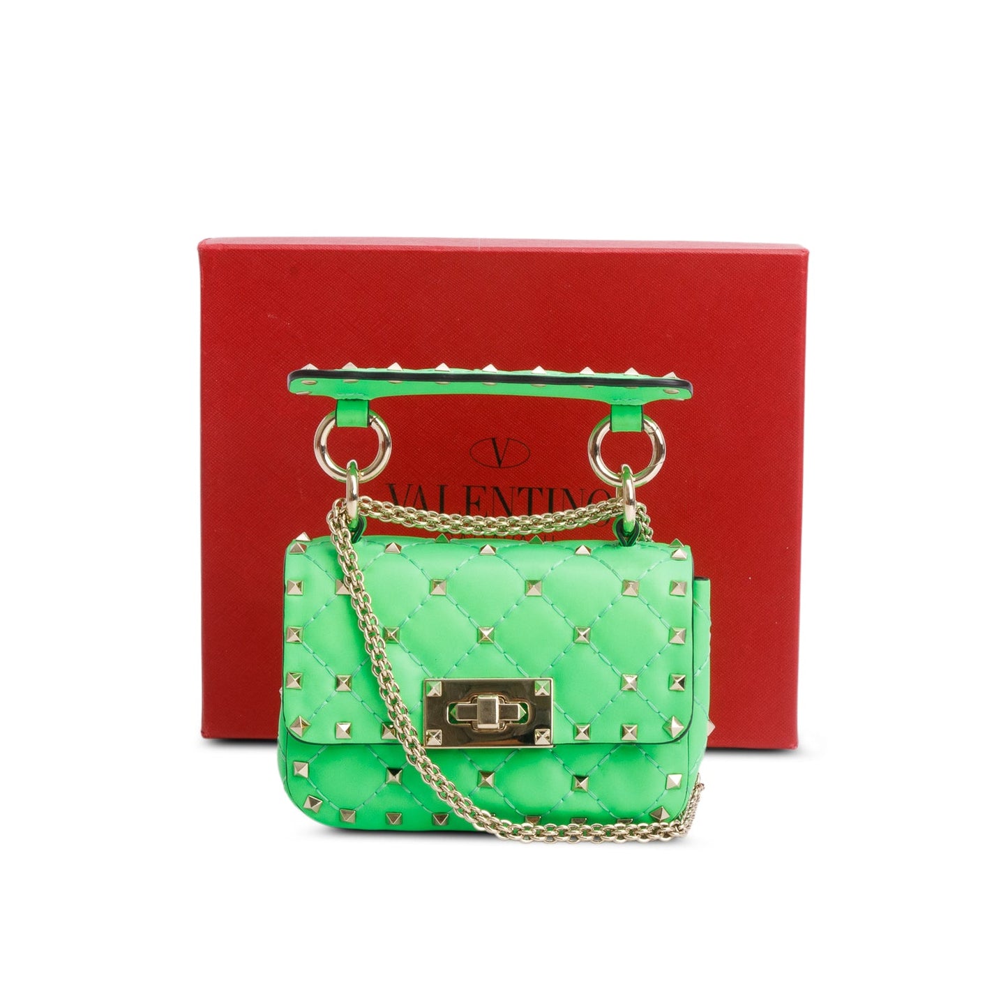 Valentino Green Calfskin Mini Rockstud Spike Shoulder Bag
