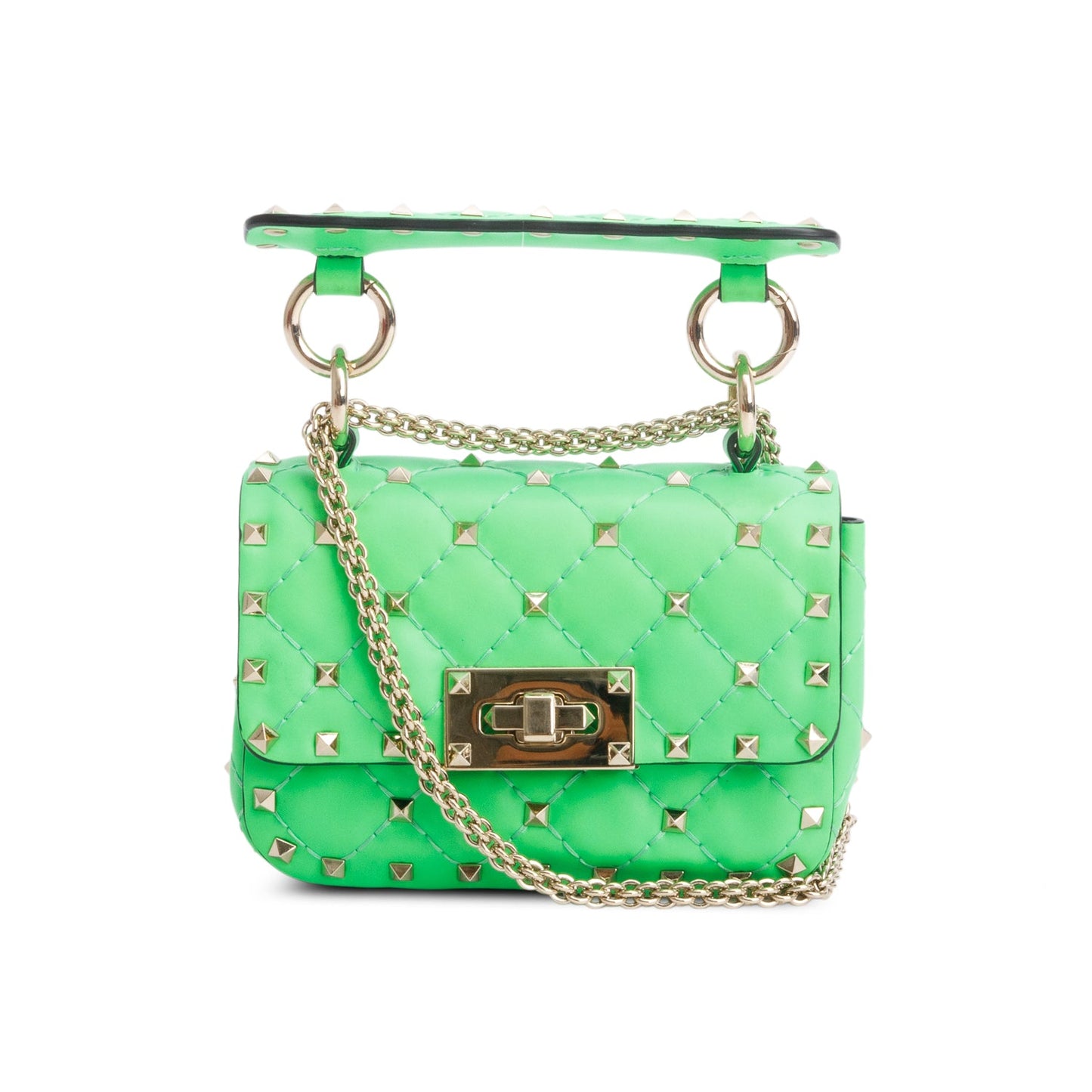 Valentino Green Calfskin Mini Rockstud Spike Shoulder Bag