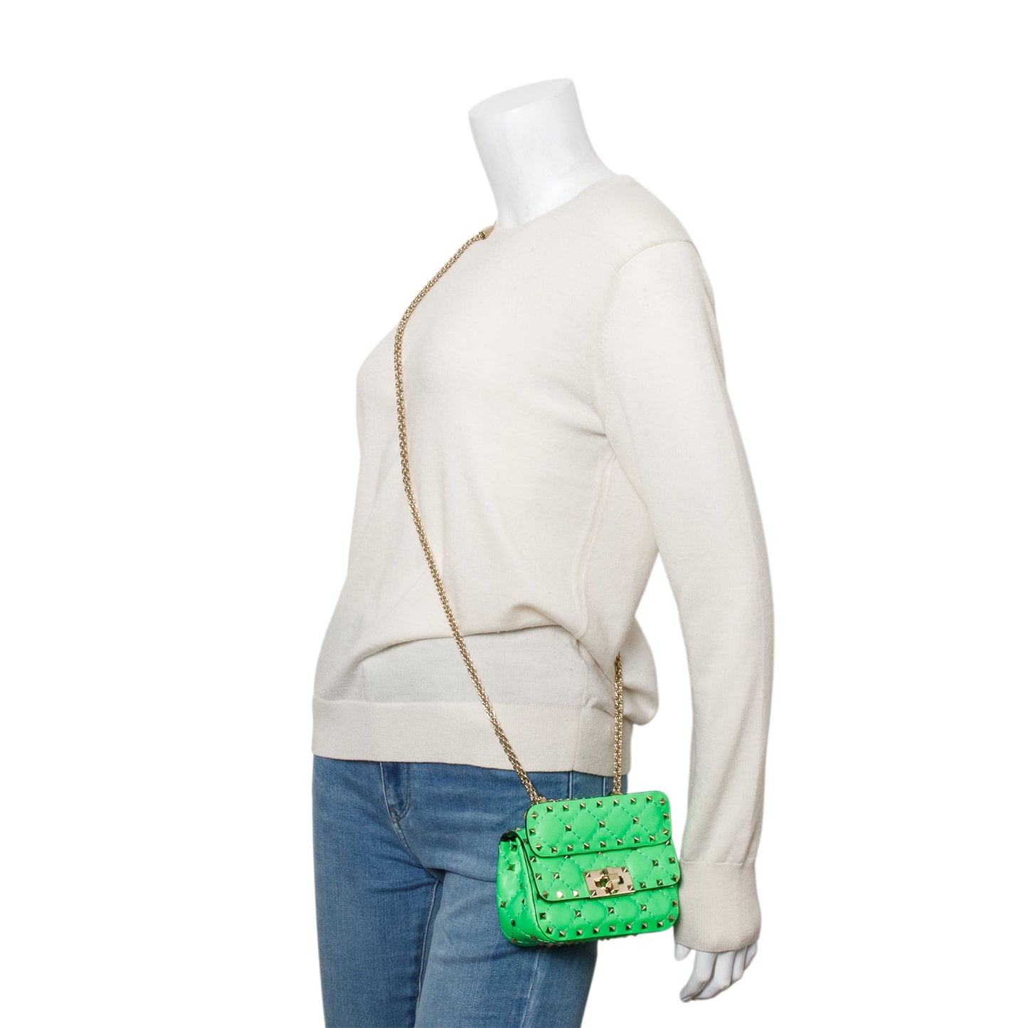 Valentino Green Calfskin Mini Rockstud Spike Shoulder Bag