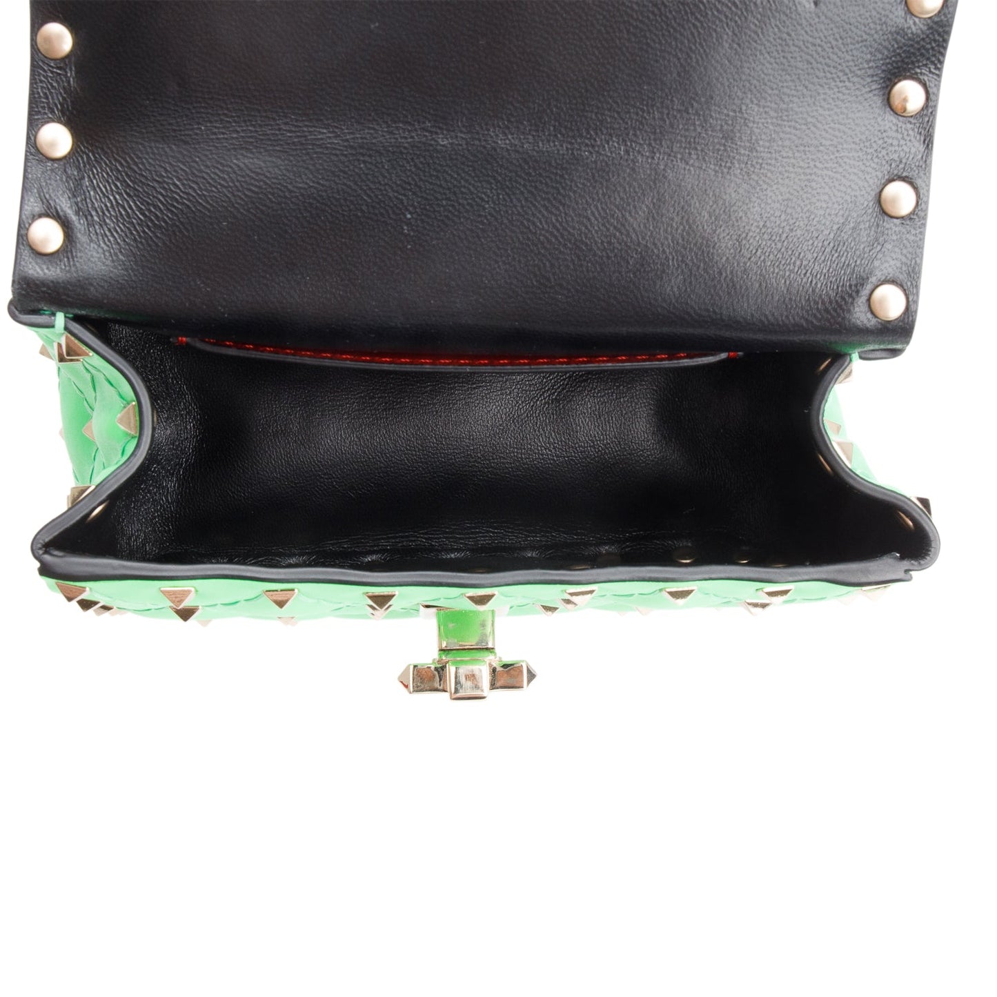 Valentino Green Calfskin Mini Rockstud Spike Shoulder Bag
