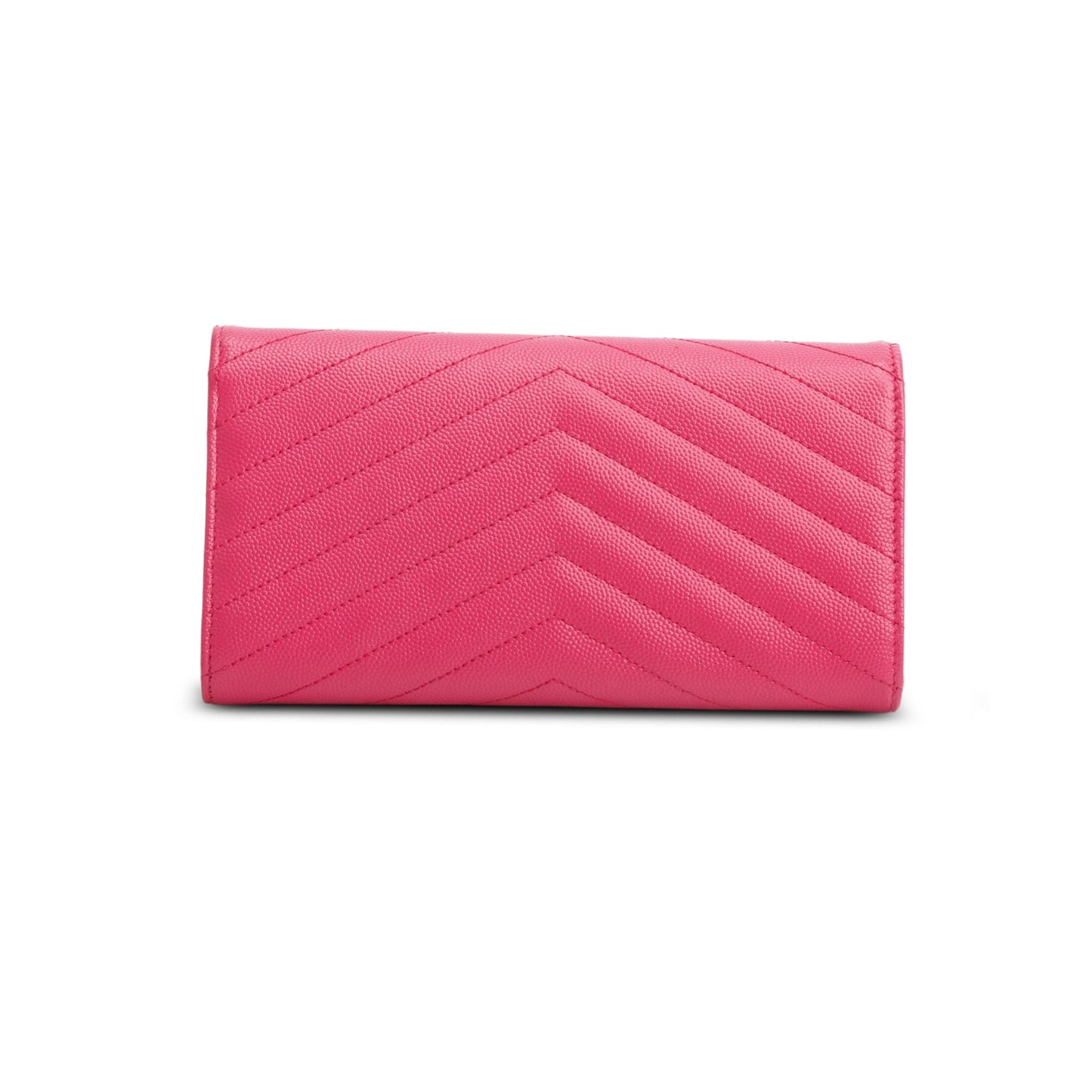 Saint Laurent 2021 Pink Grain de Poudre Cassandre Matelasse Large Flap Wallet