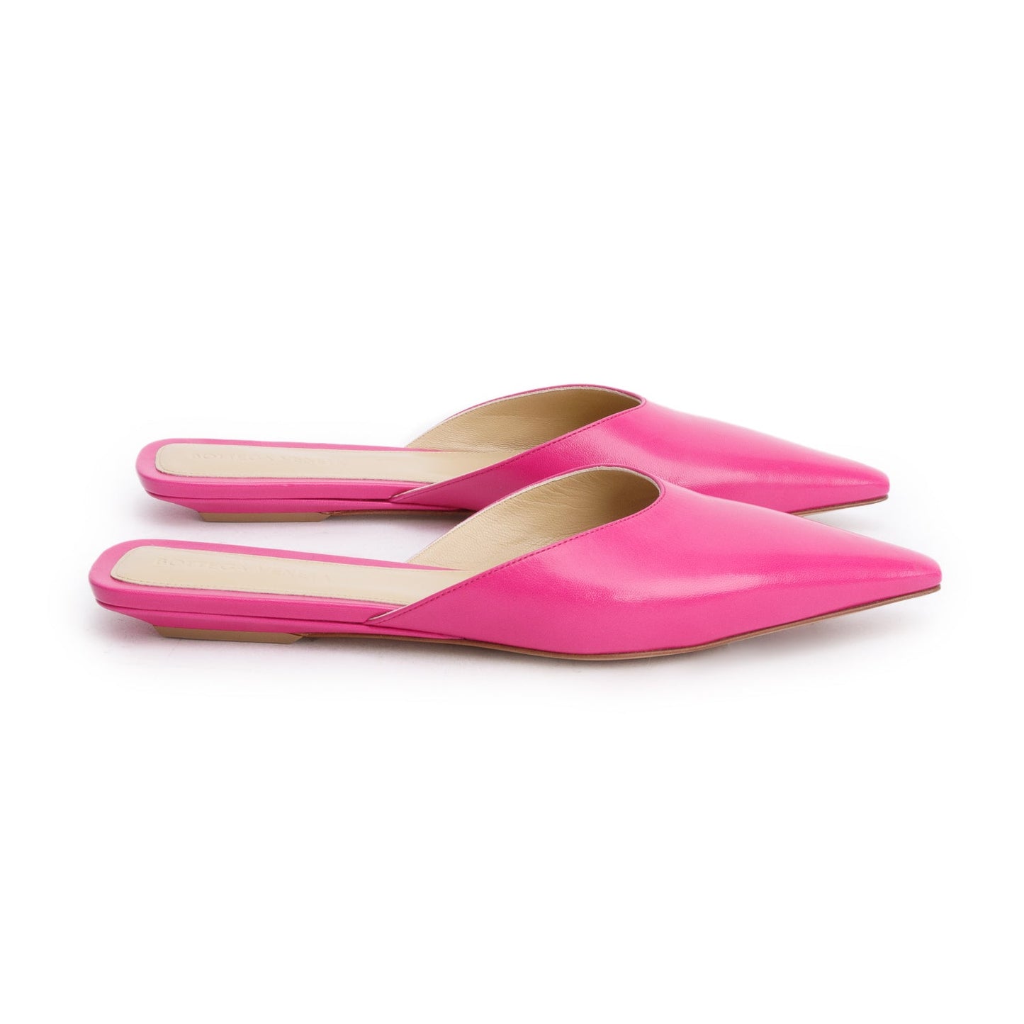 Bottega Veneta Pink Leather Point Slipper Mules, Size 36.5