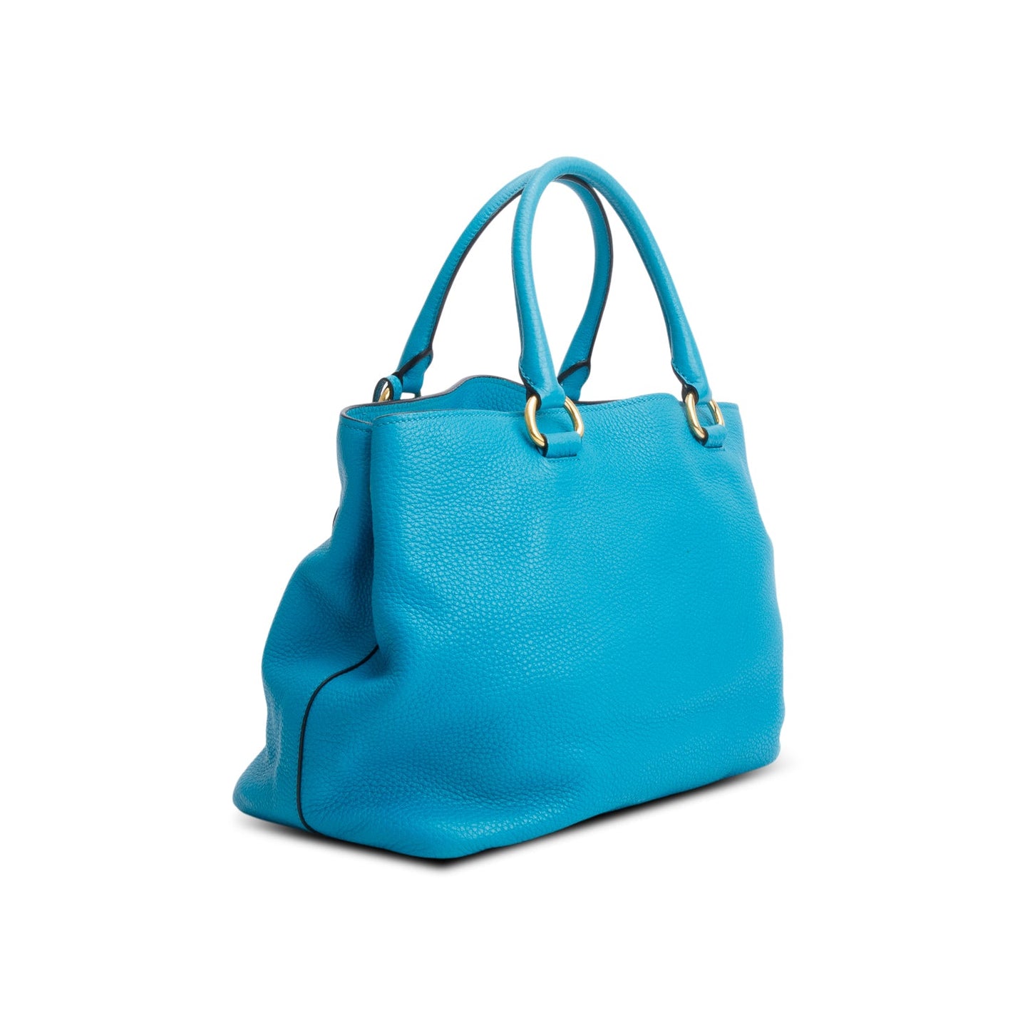 Prada Blue Vitello Daino Convertible Tote