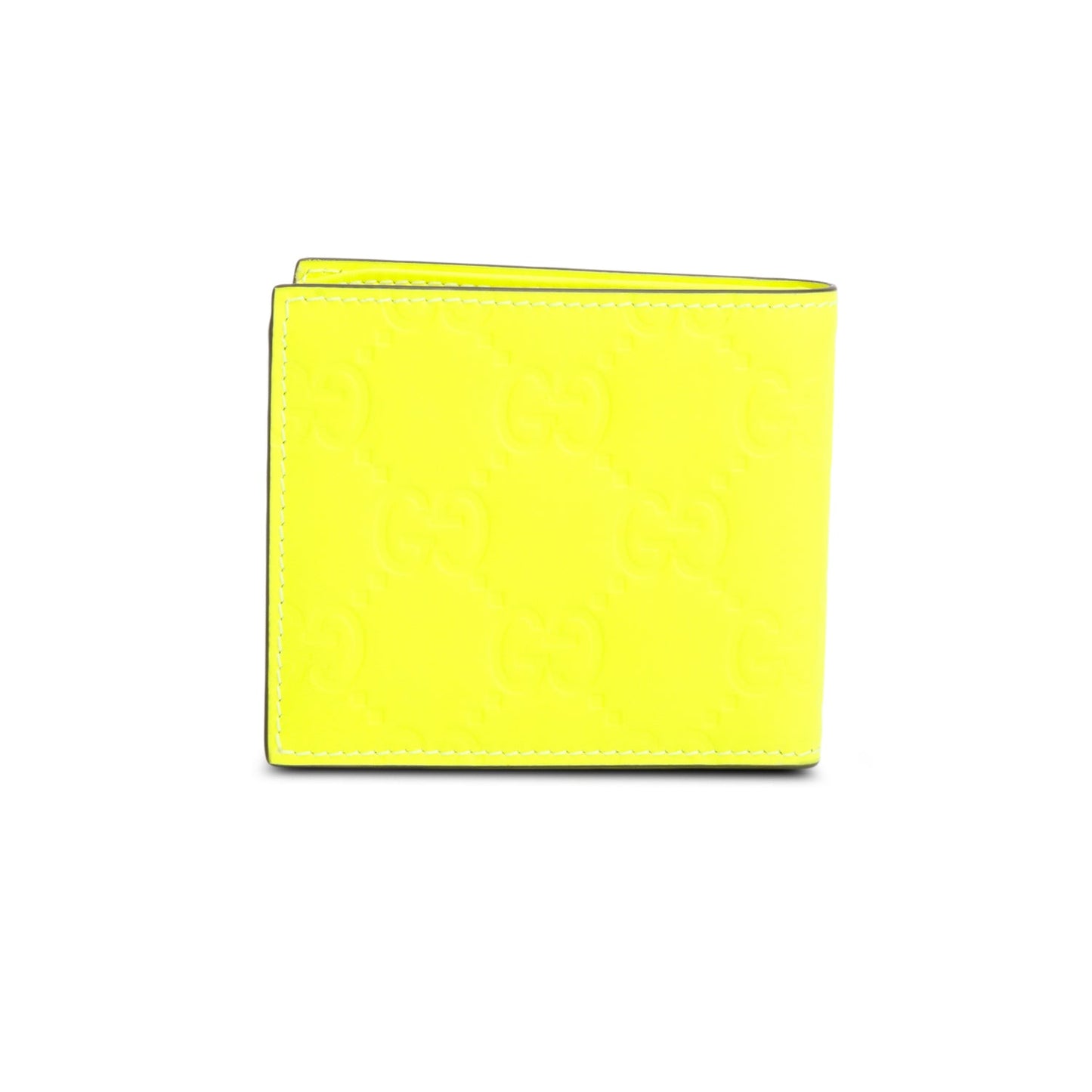 Gucci Neon Green Embossed Smooth Leather GG Emblem Bi-Fold Wallet