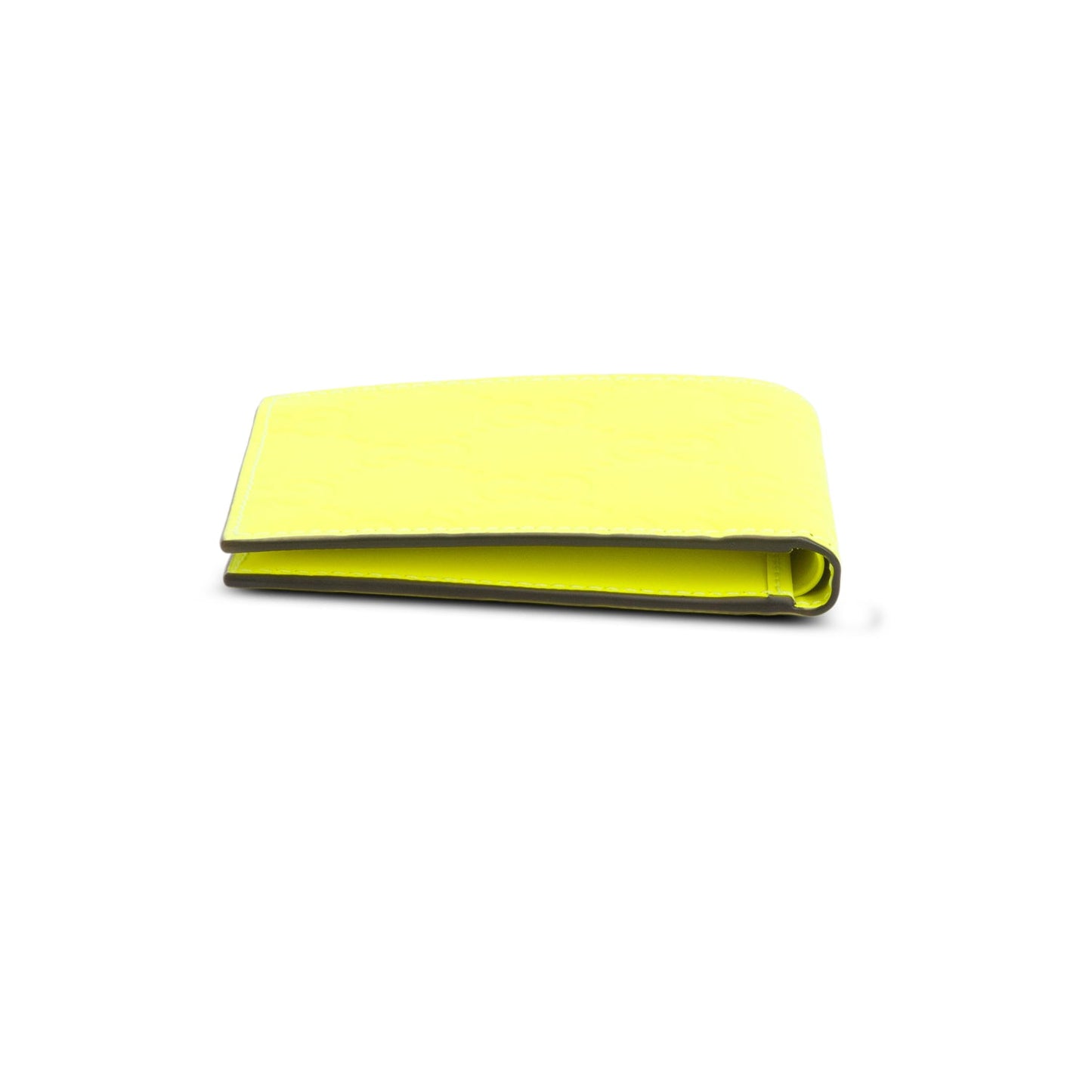 Gucci Neon Green Embossed Smooth Leather GG Emblem Bi-Fold Wallet