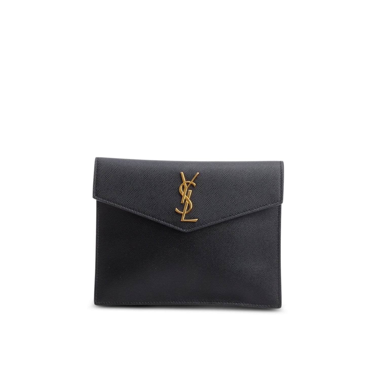 Saint Laurent Black Grain de Poudre Envelope Pouch