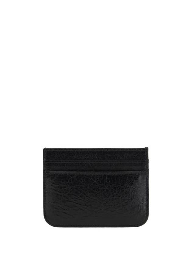 Luxury Balenciaga Trending 2025 Embellished Logo Leather Card Wallet Black