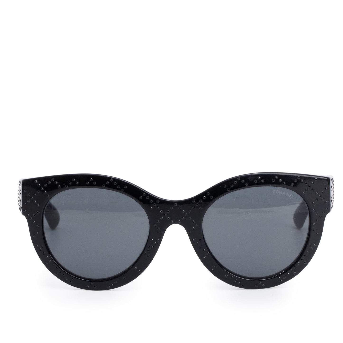 Chanel 5420-B Black Acetate Crystal CC Sunglasses